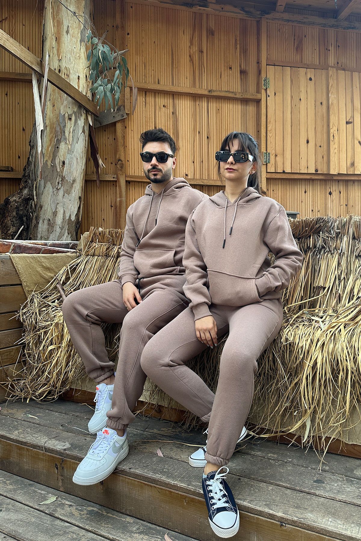 Kadın Kanguru Cep Kapüşonlu 3 iplik Puf Yumuşacık (İçi Polarlı) Sweatshirt - Oversize ORİJİNAL KALIP