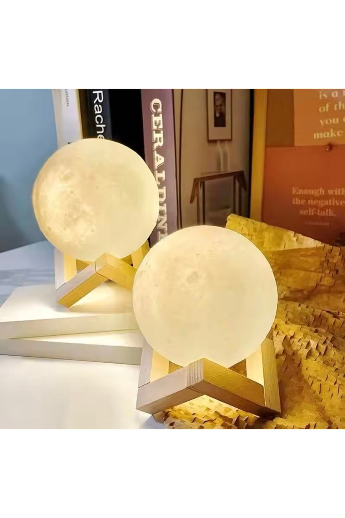 3D Pilli Moon Lamp Ay Temalı Gece Lambası