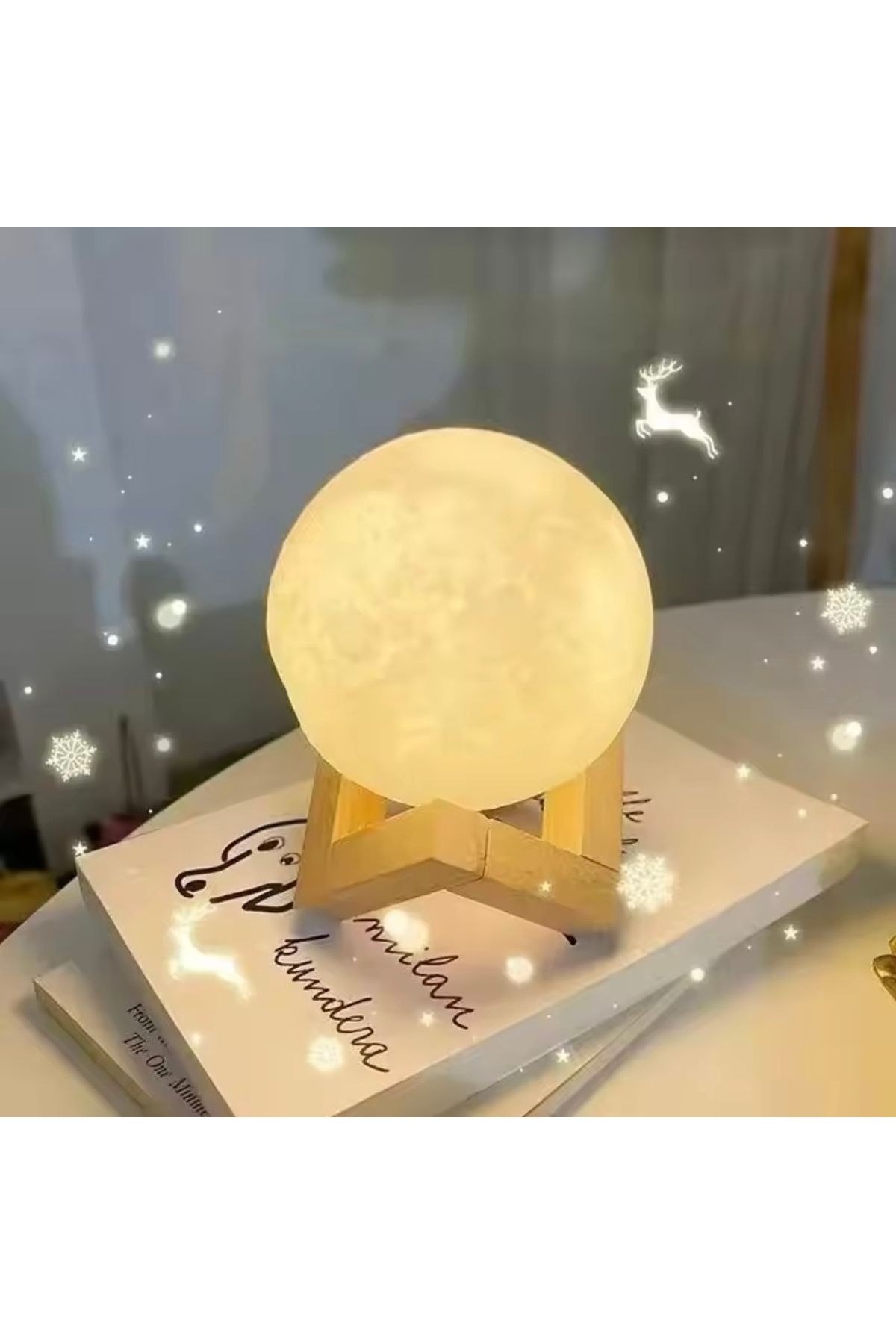 3D Pilli Moon Lamp Ay Temalı Gece Lambası