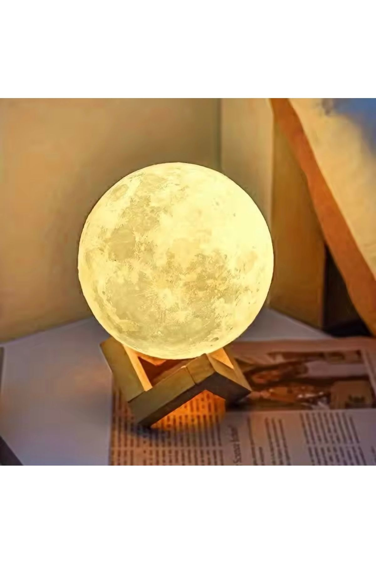 3D Pilli Moon Lamp Ay Temalı Gece Lambası