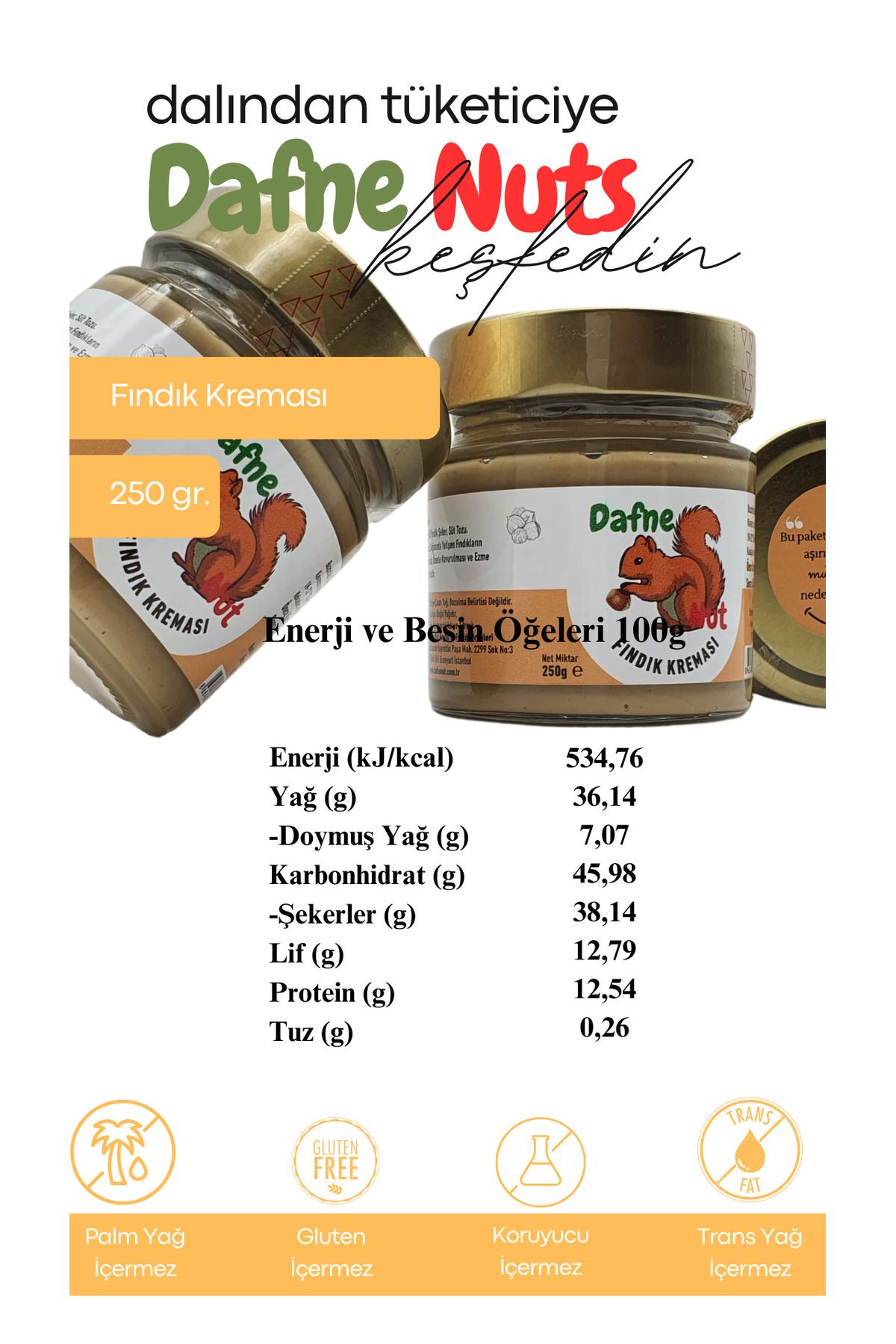 Fındık Kreması 250 gr. (3 Adet)