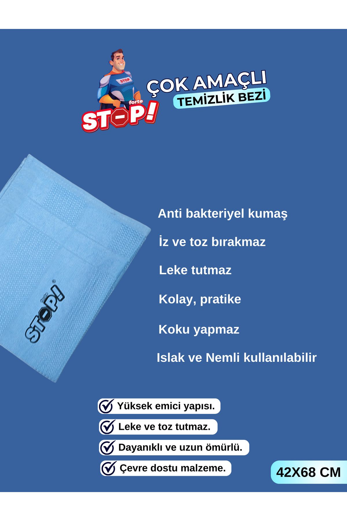 STOP Forte MikrofiberTemizlik Bezi (Mavi) (68...