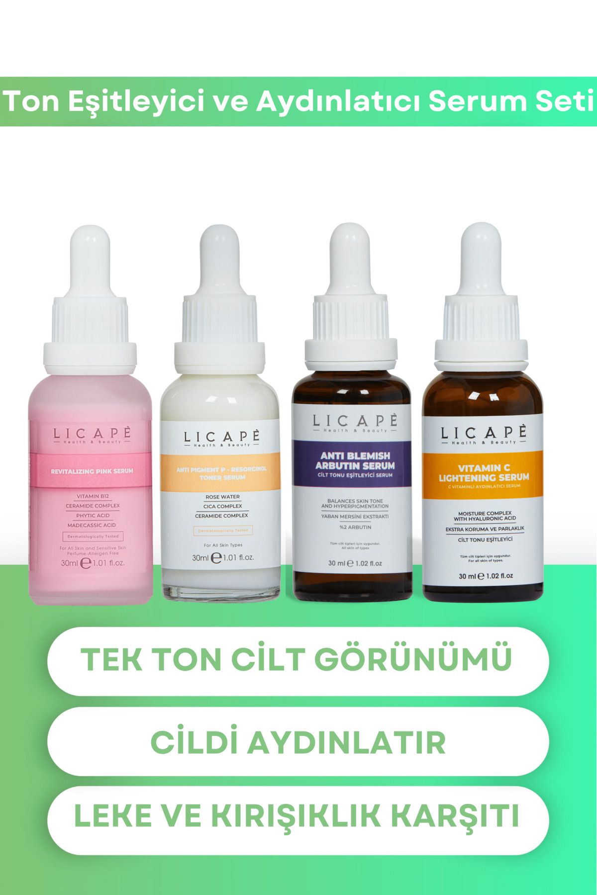 Licape Ton Eşitleyici veAydınlatıcı Serum Set...