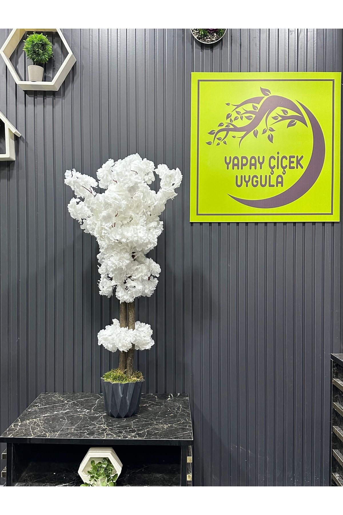 Yapay Çiçek Uygula 105 Cm Yapay Ağaç Salon Köşe Çiçeği Sarmaşık Bahar Dalı