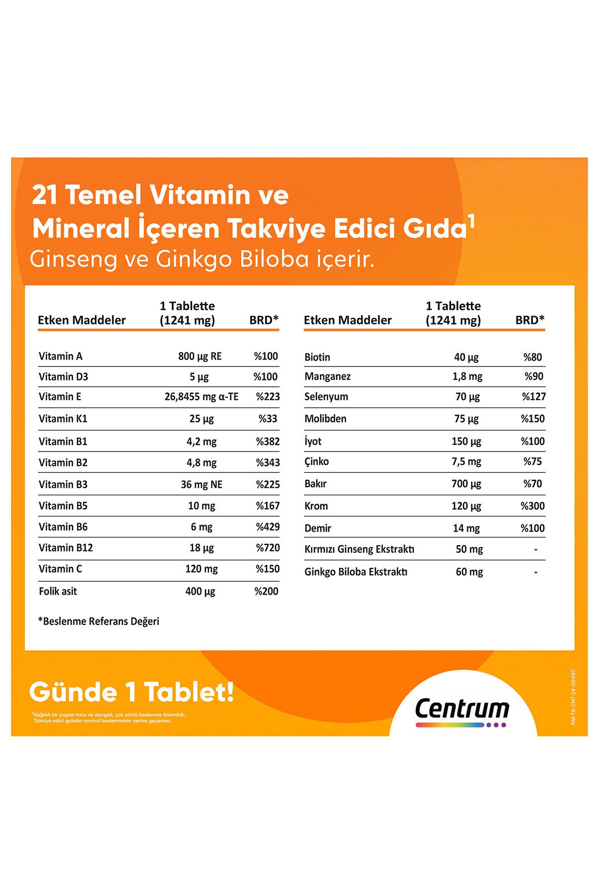 Energy Multivitamin 30'lu Tablet + Günlük Vitamin Kutusu Hediye