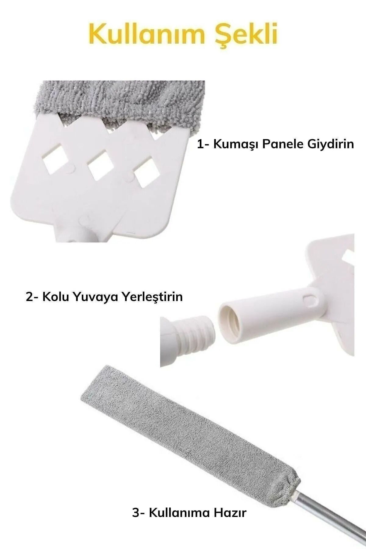 ( 1 Yedekli ) Pratik Mikrofiber Başlıklı Girintili Yüzey Dip Köşe Raf Temizleme Toz Alma Fırçası