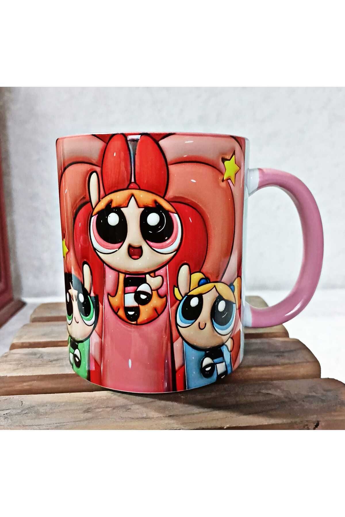 powerpuff girls 3D görsel baskı büyük boy porselen kupa