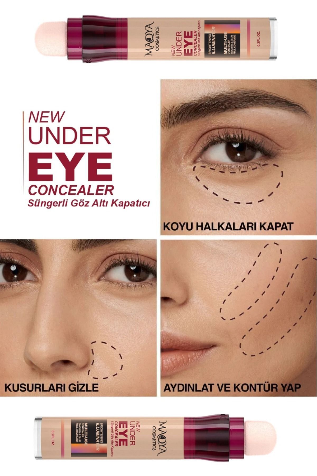 Yoğun Kapatıcı Besleyıcı Aydınlatıcı Süngerli Gözaltı Kapatıcı/concealer (ORTA TON)