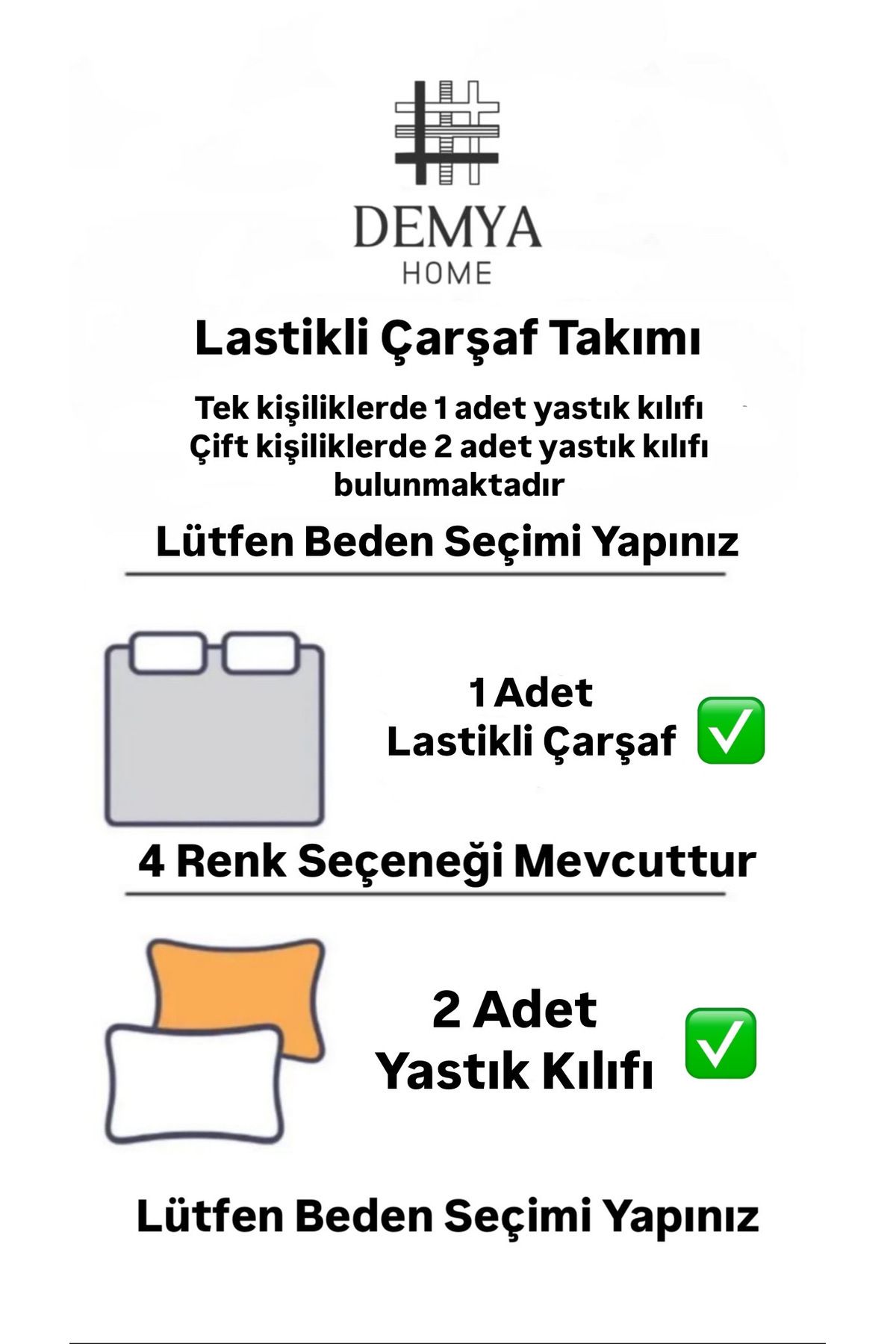 Doğal Pamuklu Kumaşıyla Lastikli Çarşaf Seti - Yastık Kılıflı