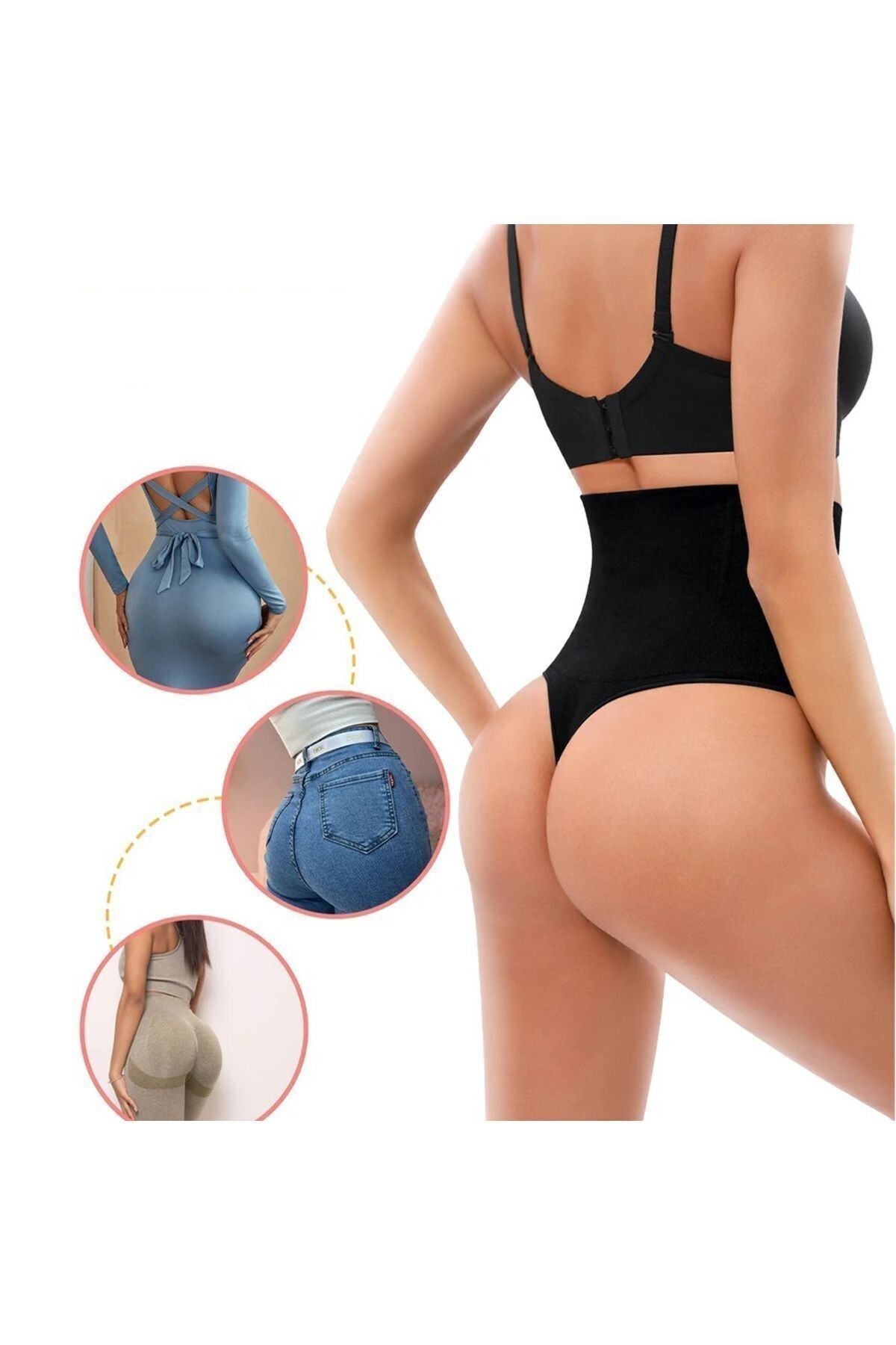 Kadın Seamless Model Sıkılaştırıcı Toparlayıcı Korse String Külot Beyaz Siyah Renk Korse3lü Set