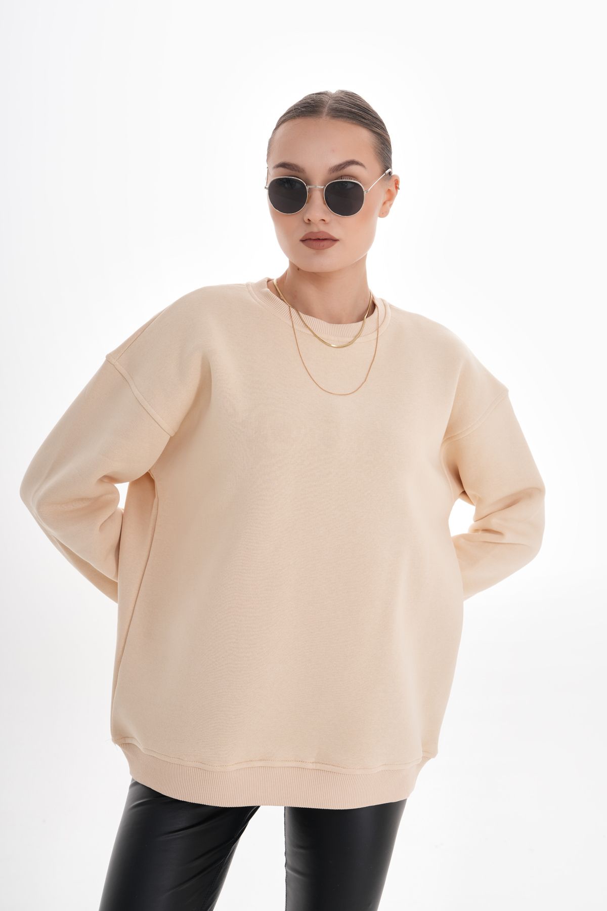 Ice Bisiklet Yaka Oversize Sweatshirt