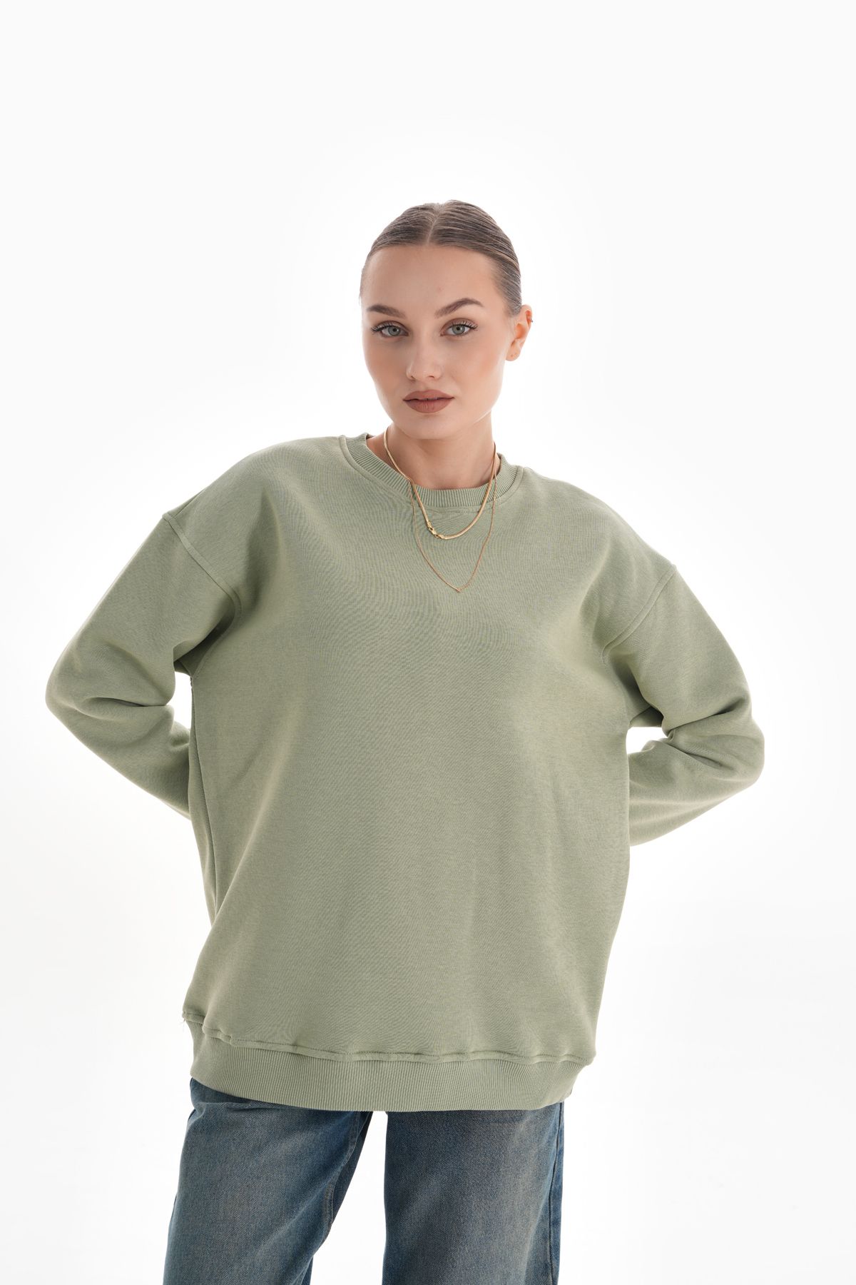 Ice Bisiklet Yaka Oversize Sweatshirt