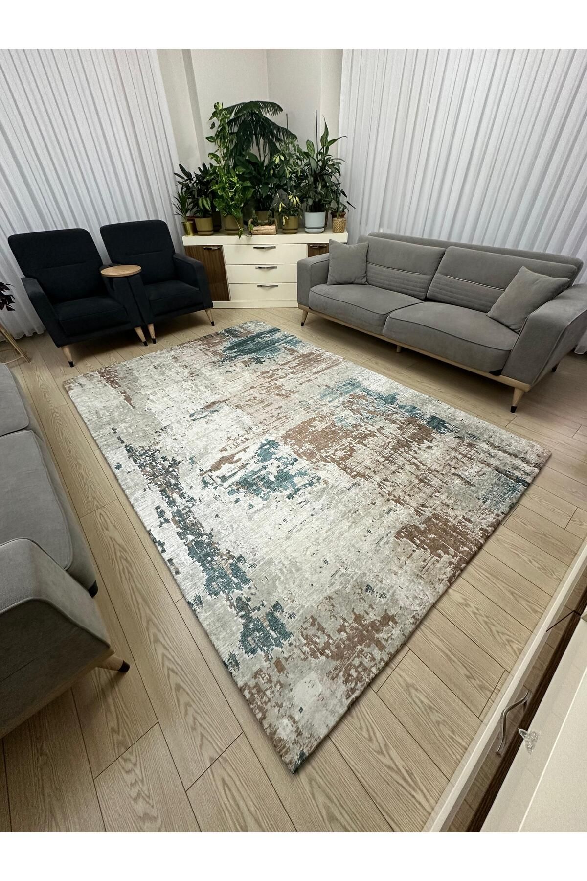 Süngersiz Halı Örtüsü - Lastikli - Yıkanabilir - Dijital Baskı - Ölçü 6m² 200x300 cm DİYAR