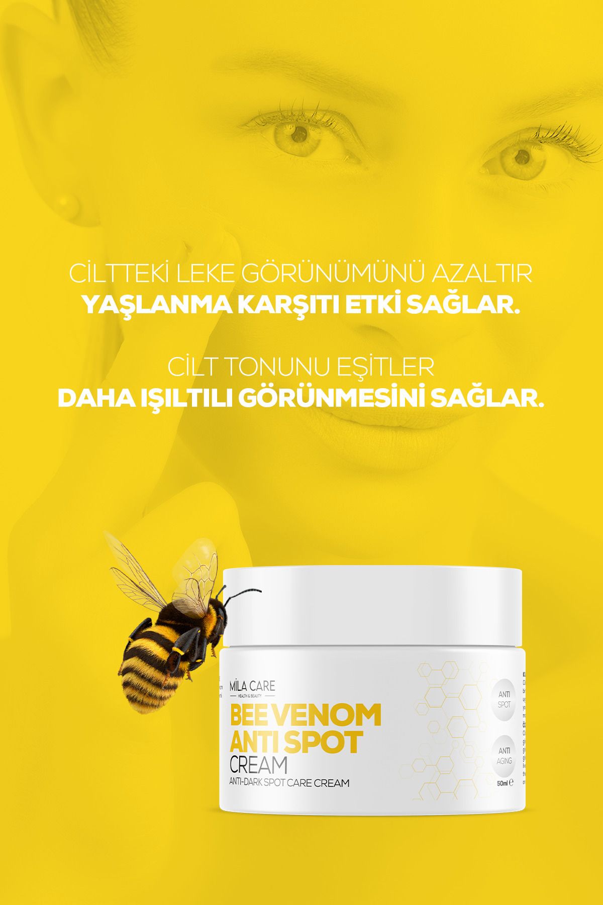 Leke Karşıtı ve Cilt Tonu Eşitleyici Arı Zehri Kremi 50ml