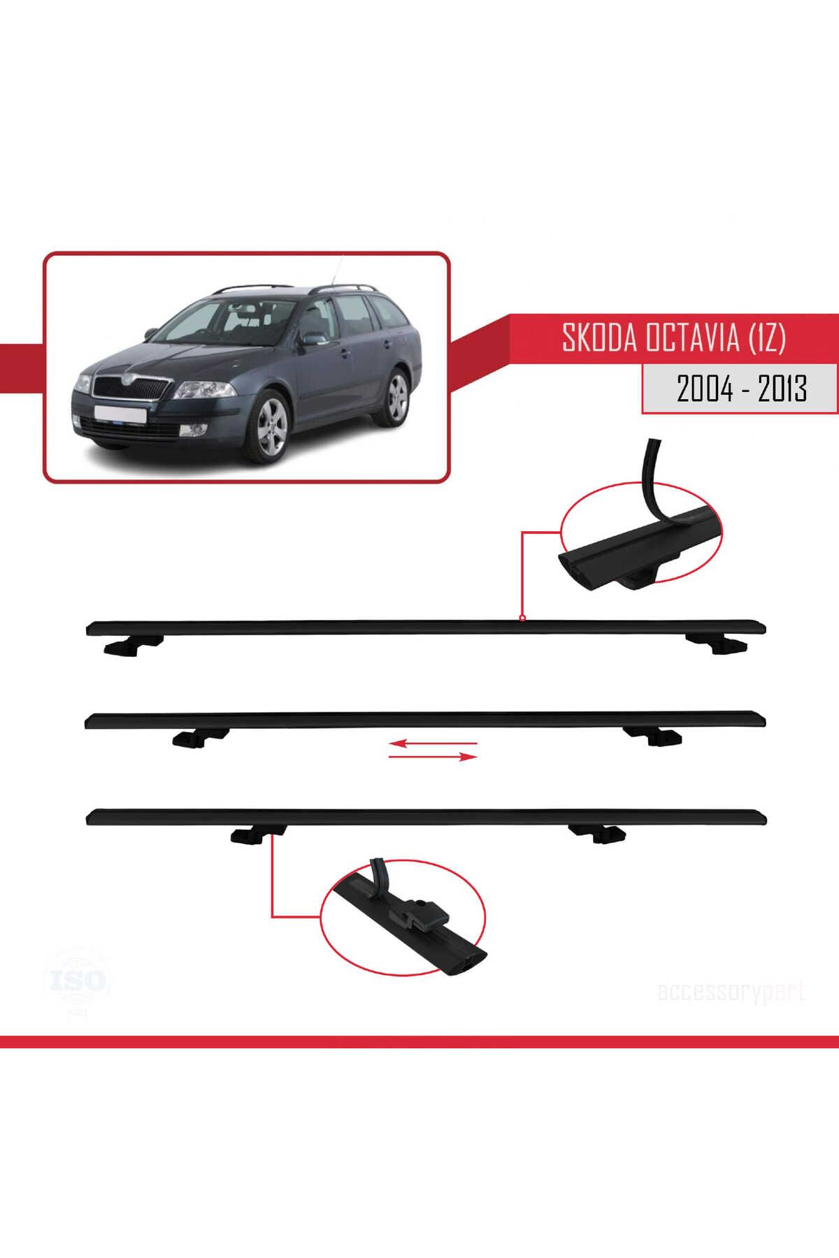 Skoda Octavia 2 (1Z) 2004-2013 Arası Ile Uyumlu Basıc Model Universal Ara Atkı Tavan Barı Siyah 2 Ad