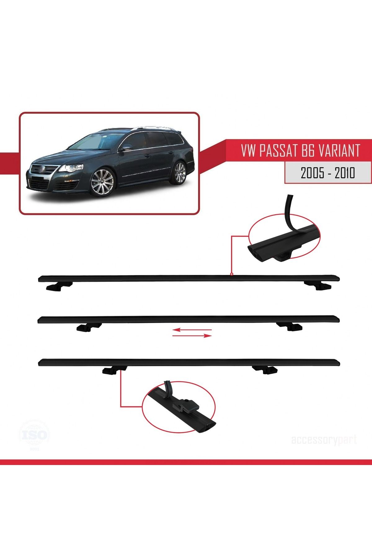 Volkswagen Passat B6 (3C) Variant 2005-2010 Arası Ile Uyumlu Basıc Model Universal Ara Atkı Tavan Ba