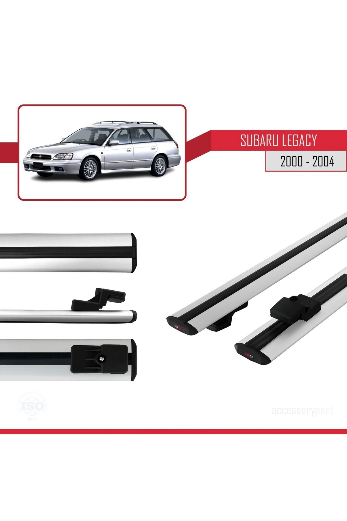 Subaru Legacy 3 (BE) 2000-2004 Arası Ile Uyumlu Basıc Model Universal Ara Atkı Tavan Barı Gri 2 Adet