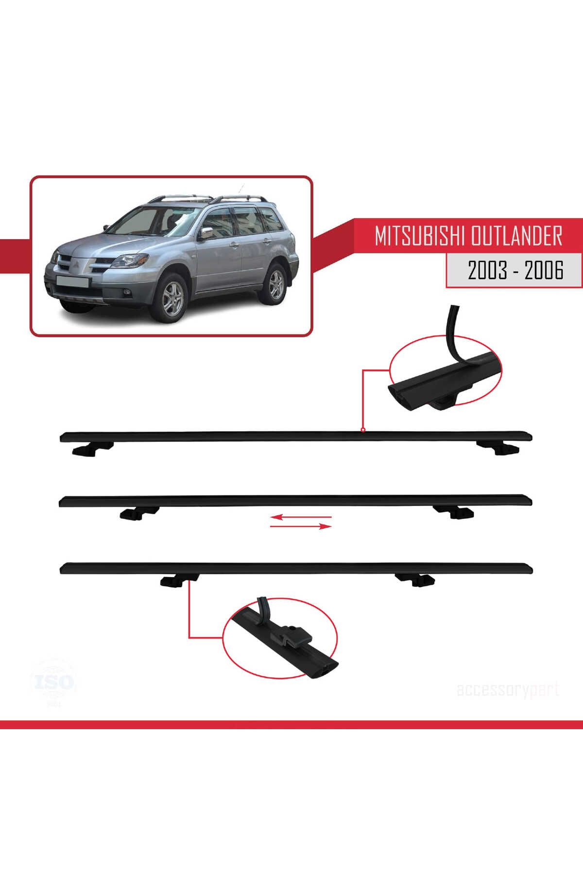 Mitsubishi Outlander 2003-2006 Arası Ile Uyumlu Basıc Model Universal Ara Atkı Tavan Barı Siyah 2 Ad