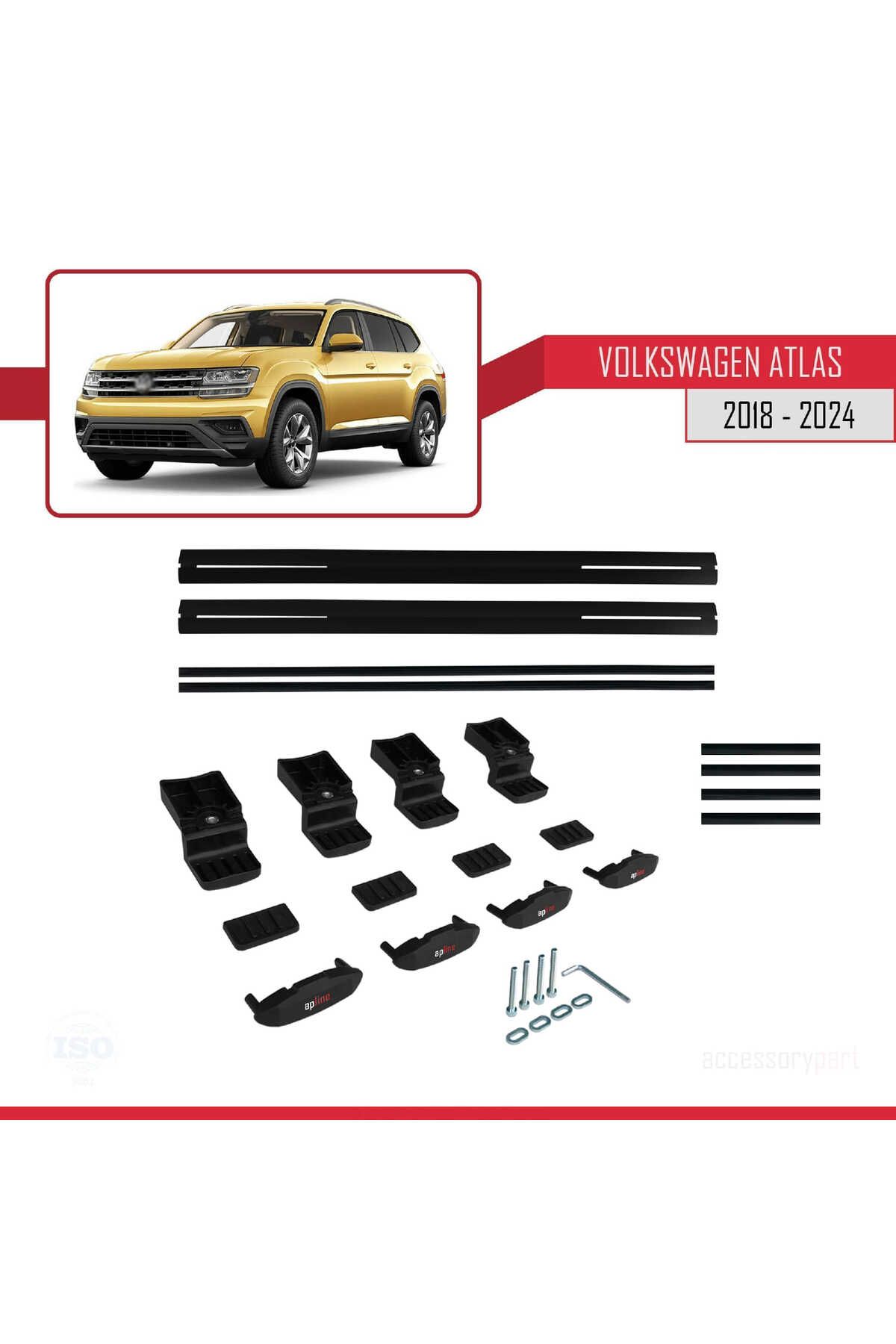 Volkswagen Atlas (CA1) 2018 Ve Sonrası Ile Uyumlu Basıc Model Universal Ara Atkı Tavan Barı Siyah 2