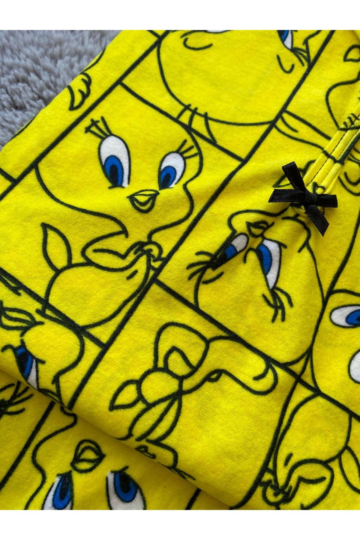 Yumuşacık Tweety Süet Pijama Takımı