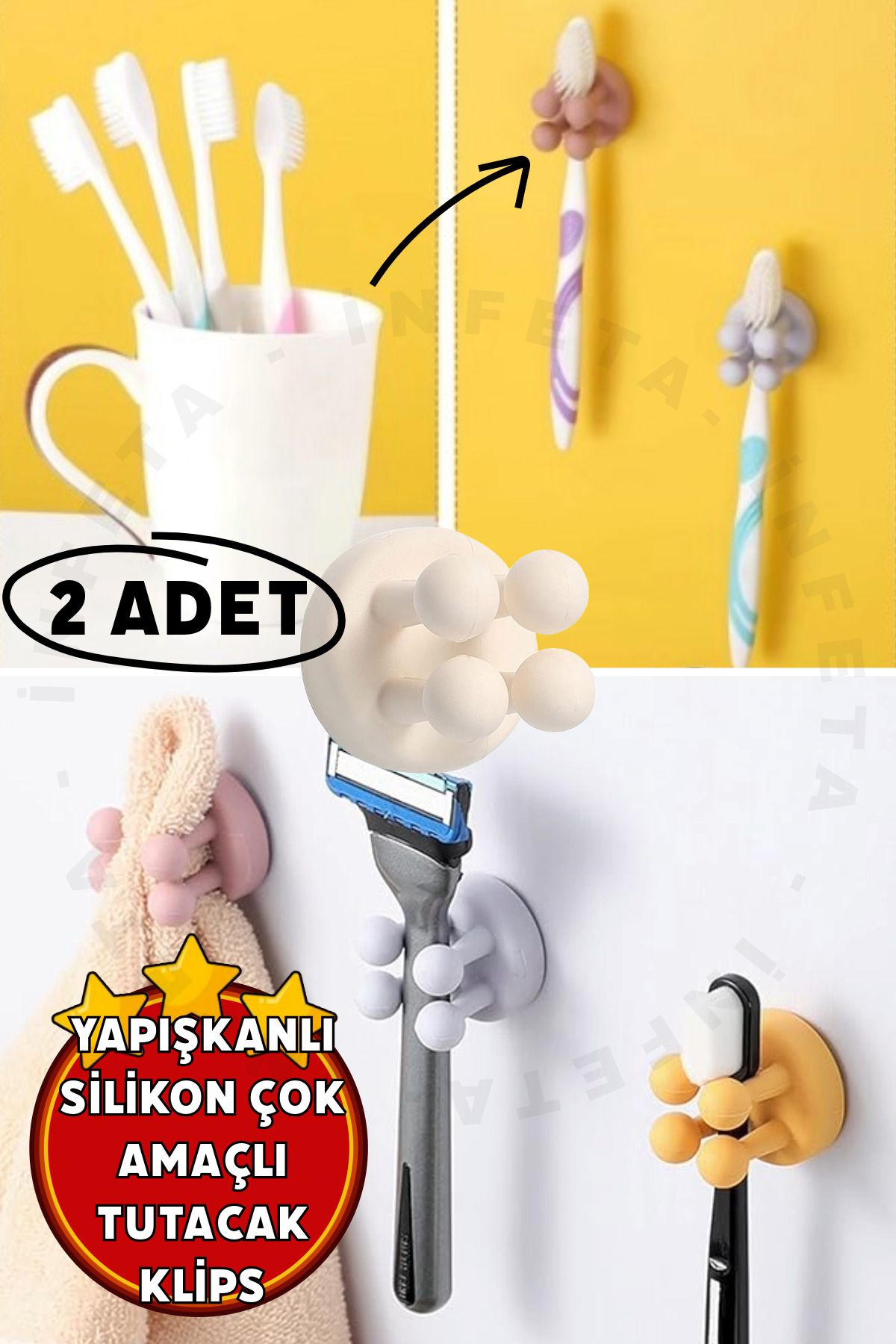 İnfeta 2 Adet PratikYapışkanlı Esnek Silikon...