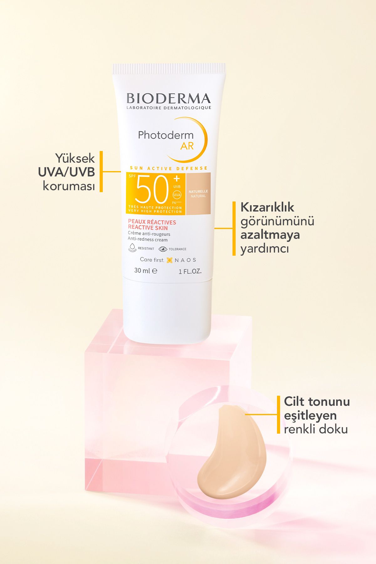 Photoderm AR SPF50+ Kızarıklık Karşıtı Yüksek Korumalı Renkli Yüz Güneş Kremi 30 ml