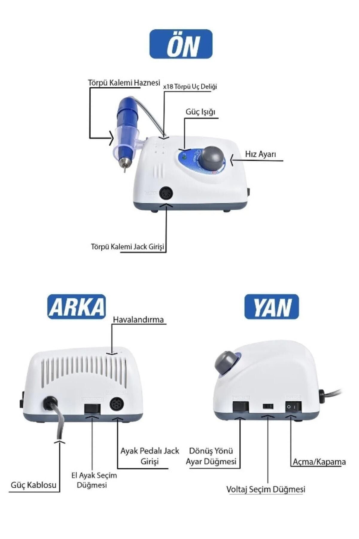 210 Elektrikli Freze Törpü Makinesi - Manikür Pedikür Motoru - Mikromotor 65w 35.000rpm