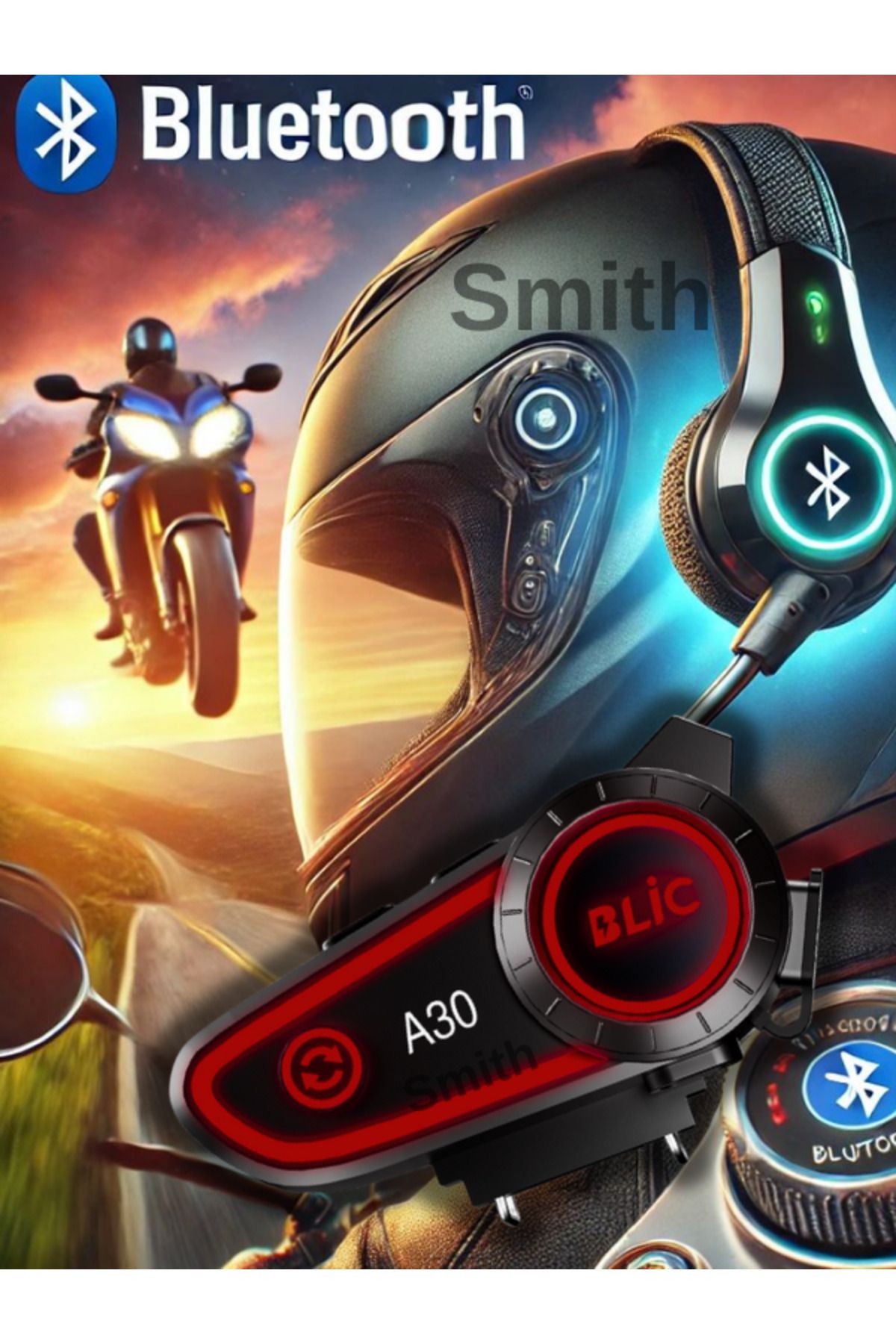 Smith A30 5.3 Su GeçirmezMotosiklet Kask Blue...