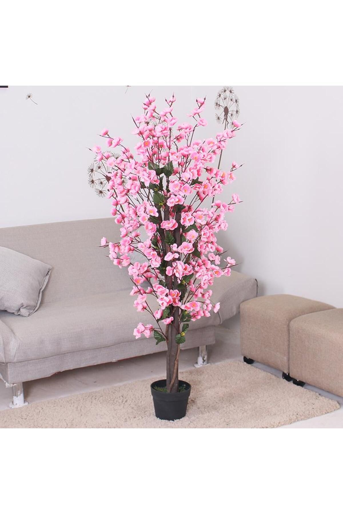 Yapay Ağaç Pembe Japon Kiraz Çiçeği Bahardalı Ağacı Sakura Çiçeği Çalılı 150cm