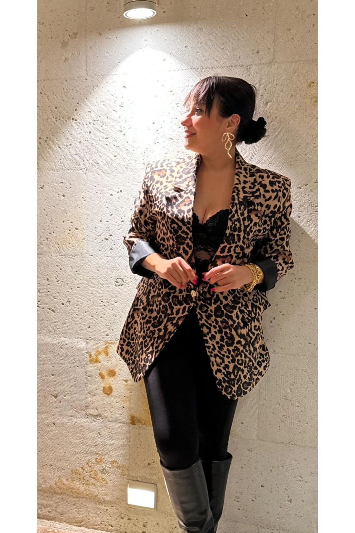 Astarlı Leopar Blazer Ceket Premium Kalite Mükemmel Kalıp