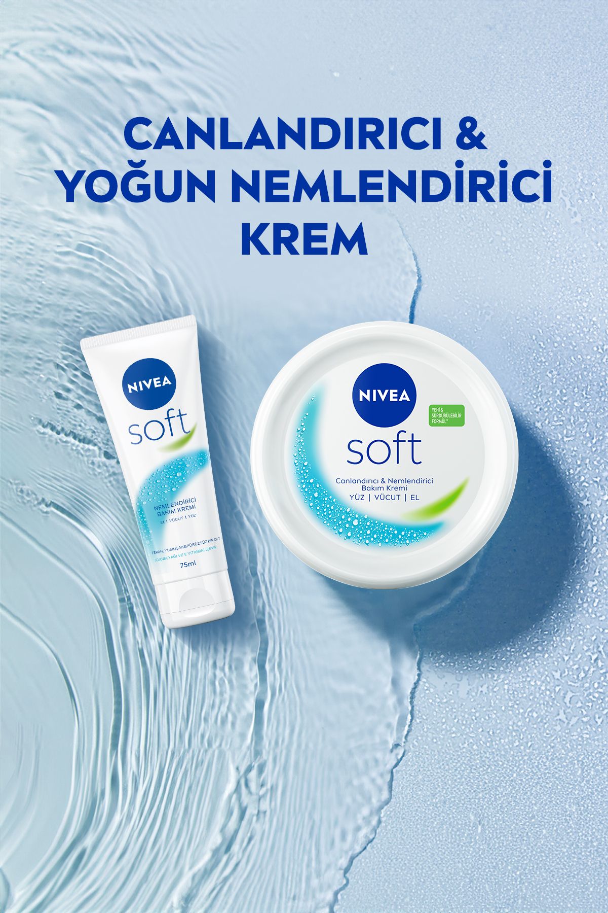 Soft Nemlendirici Bakım Kremi 100ml, Jojoba Yağı, E Vitamini, Yüz Vücut El, Yumuşak Cilt Hissi