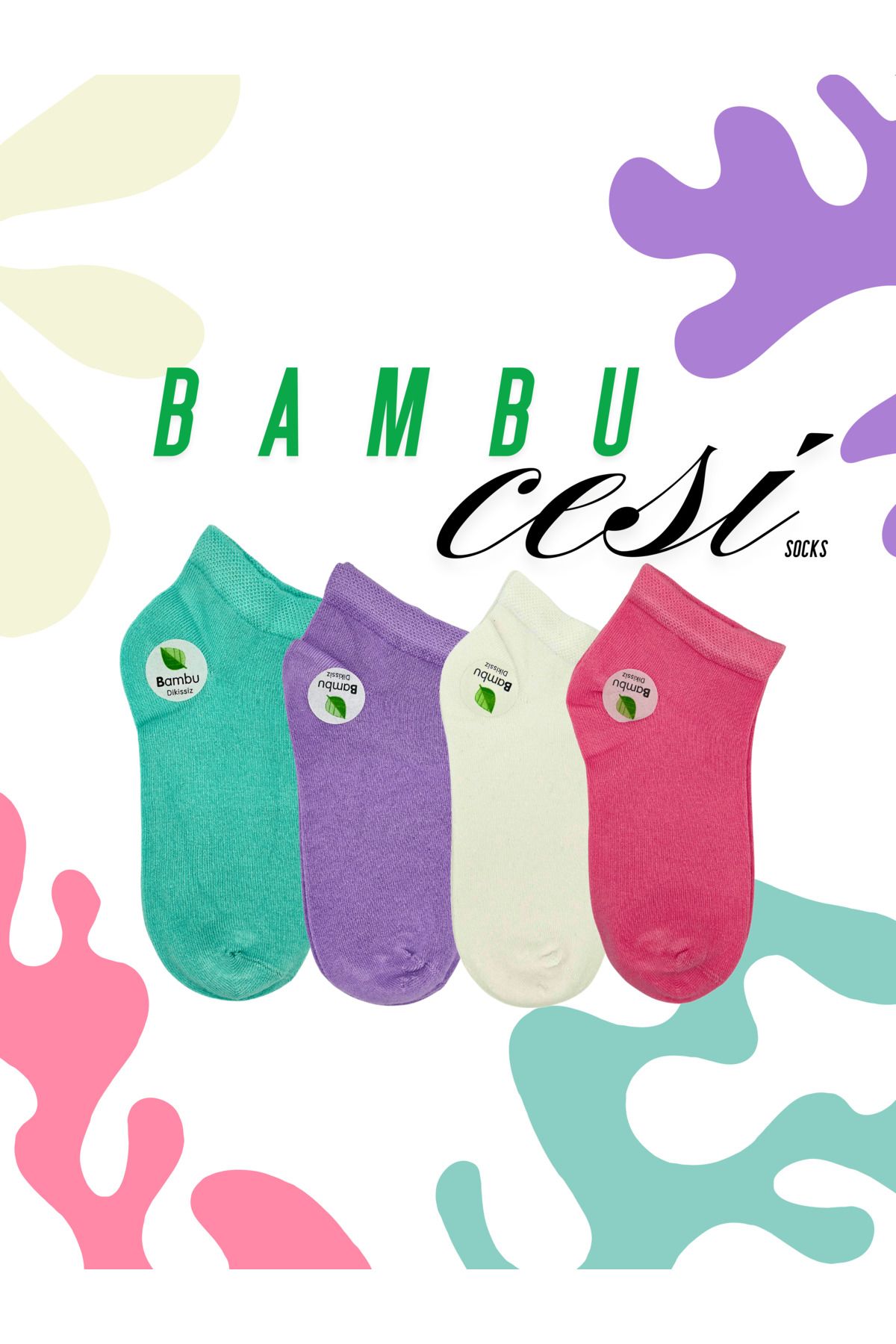 Cesi Socks 4'lü Renkli BambuDikişsiz Kadın Ço...