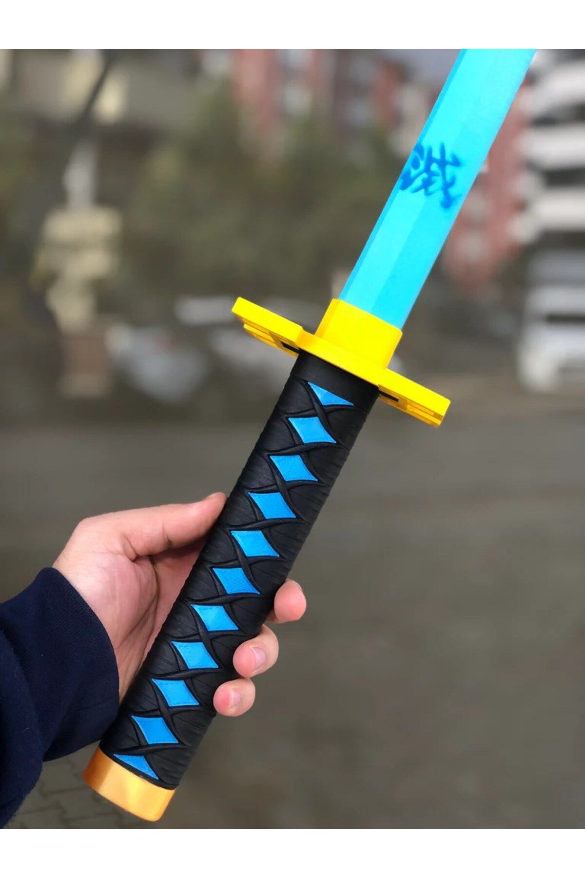 Muichiro Tokito Demon Slayer Katana Sword Kılıç 95 cm Katlanabilir Sağlam Plastik Açılıp Kapanabilen