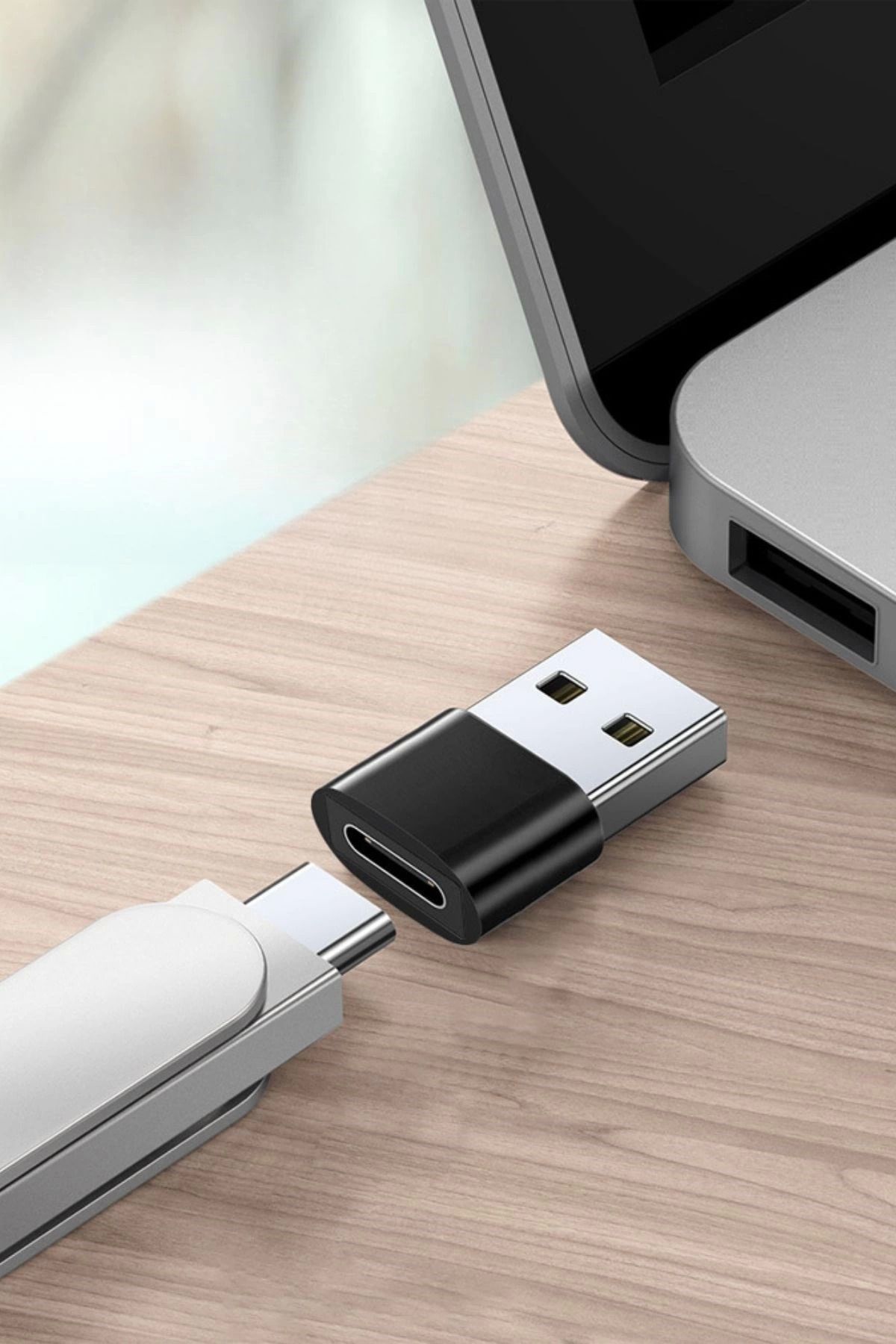 Usb'den Type-c 'ye Dönüştürücü Adaptör Veri Aktarımı Sağlayıcı Şarj Data Çevirici