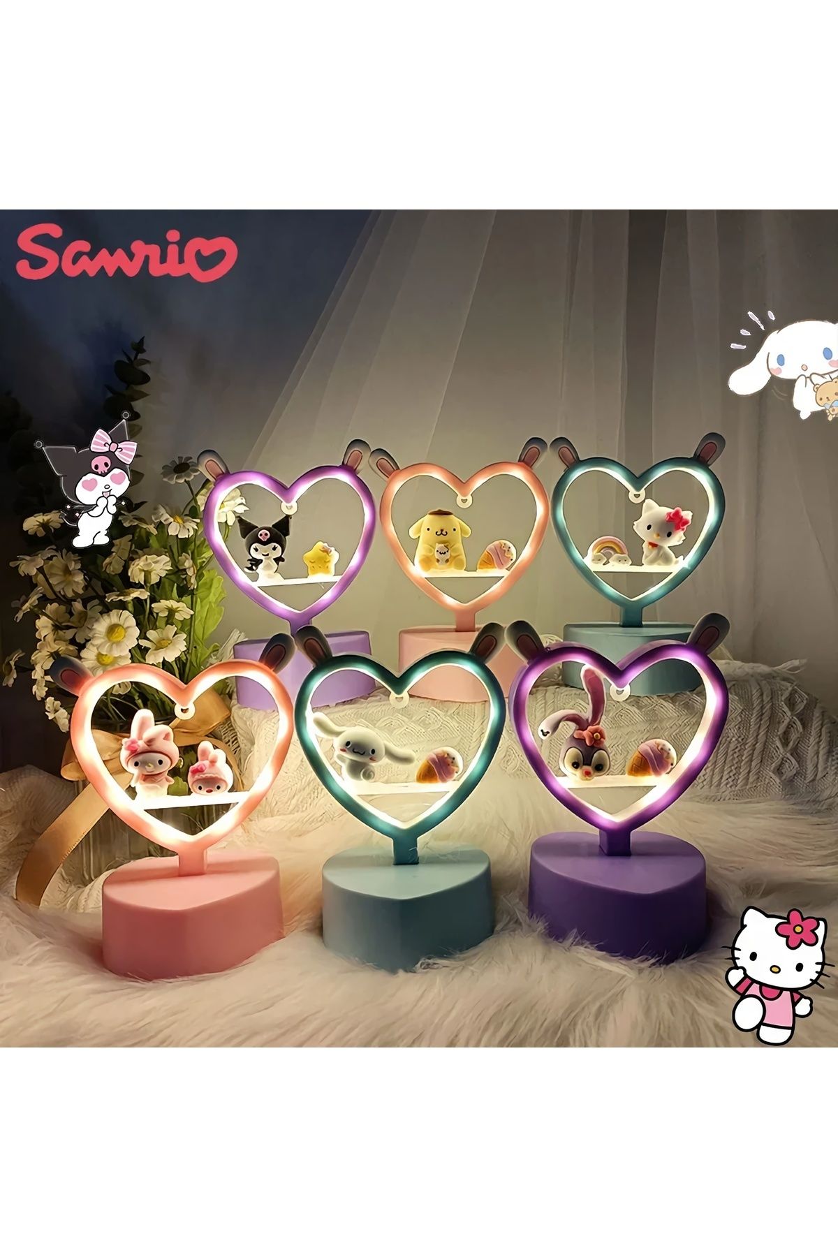 Sanrio Kuromi Cinnamoroll Model Masa Lambası Gece Lambası Hediyelik Led Cinnamoroll Masa Lambası