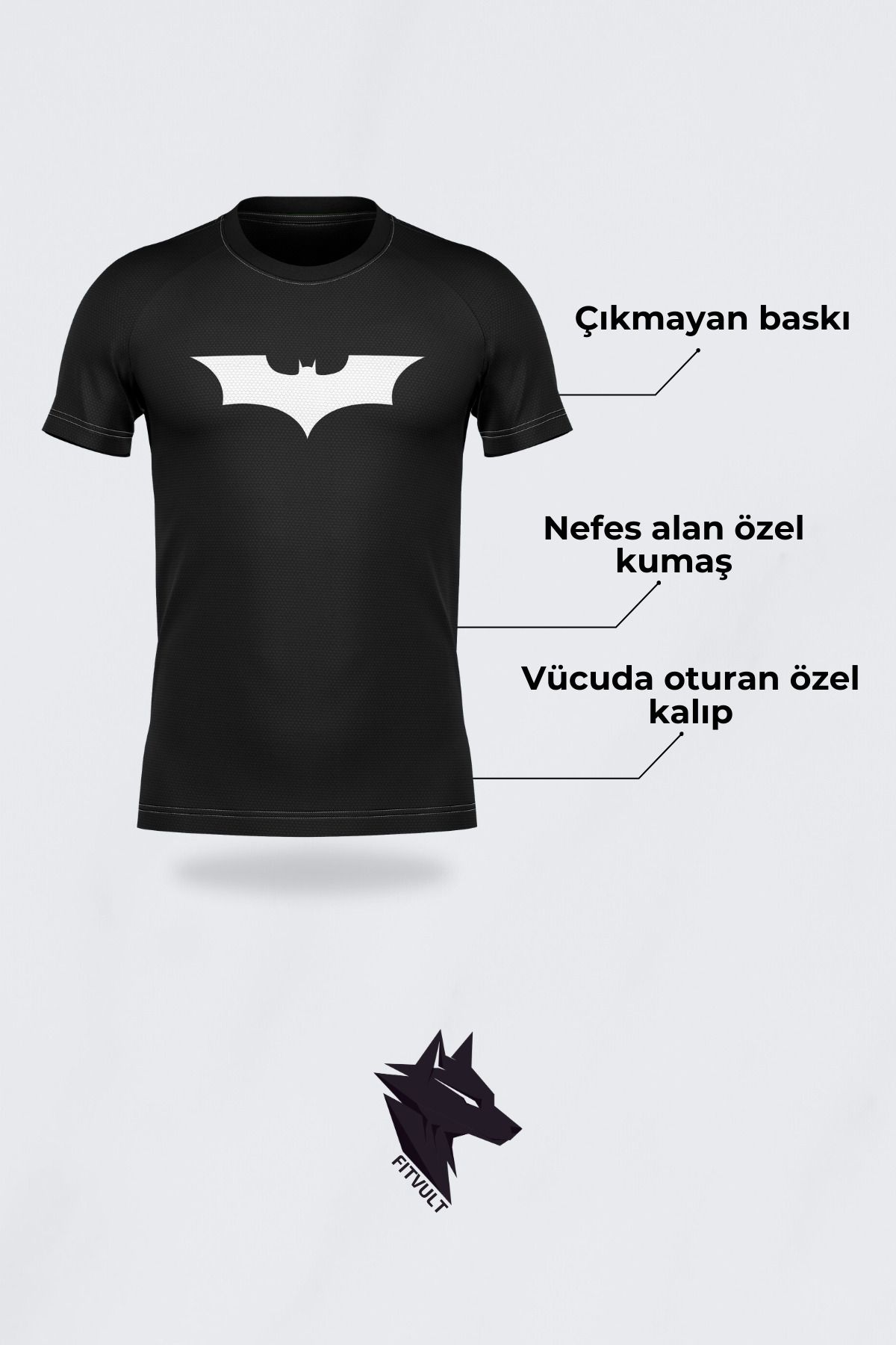 Ufc Antrenman Spor Siyah Gri Batman Yarasa Nefes Alabilen Tişört Yüksek Kalite Kumaş Mma Venum Gym