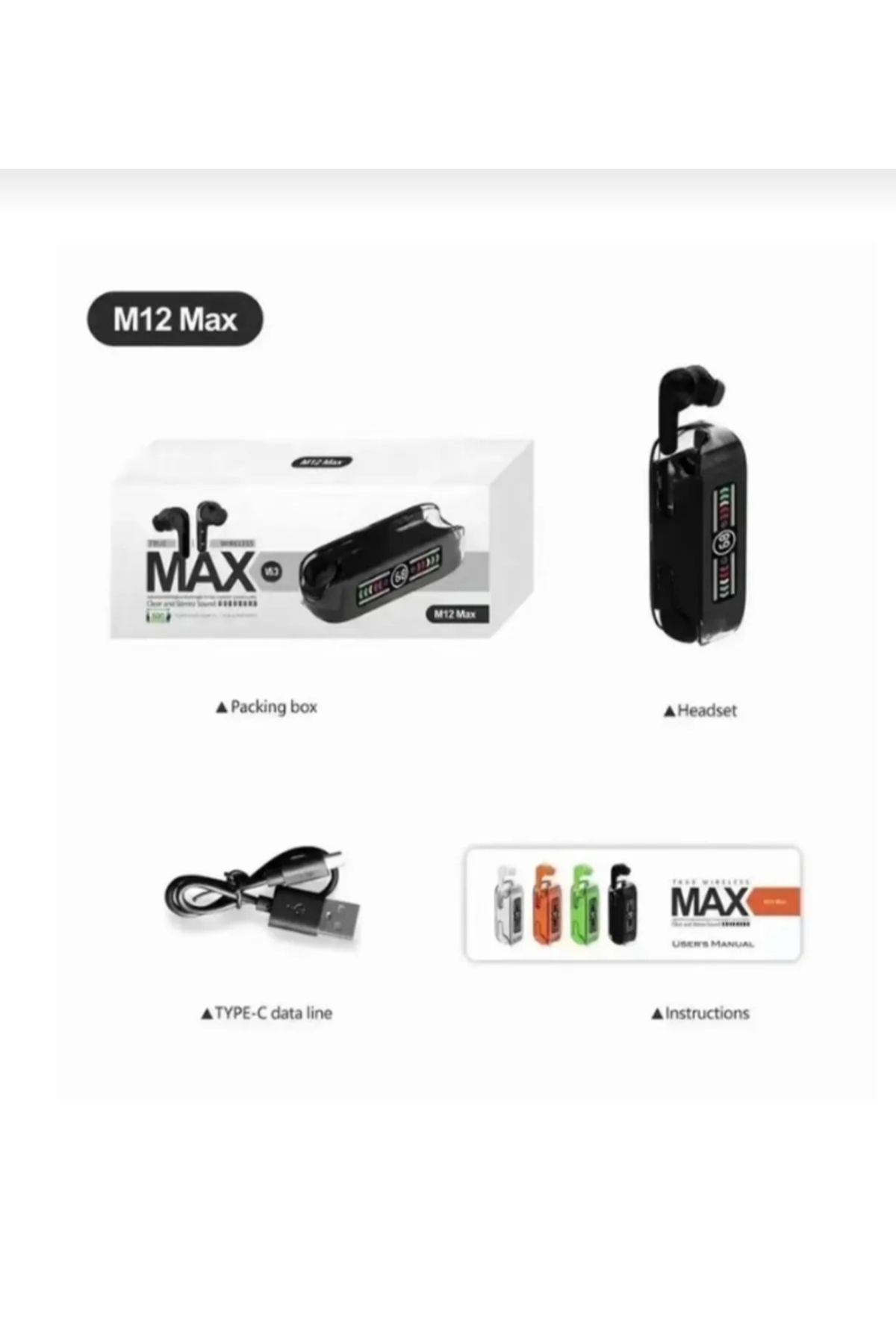 Dijital Şarj Göstergeli ve Üstün Kalitesiyle M-12 Max Pro Bluetooth Kulaklık Kablosuz Kulaklık