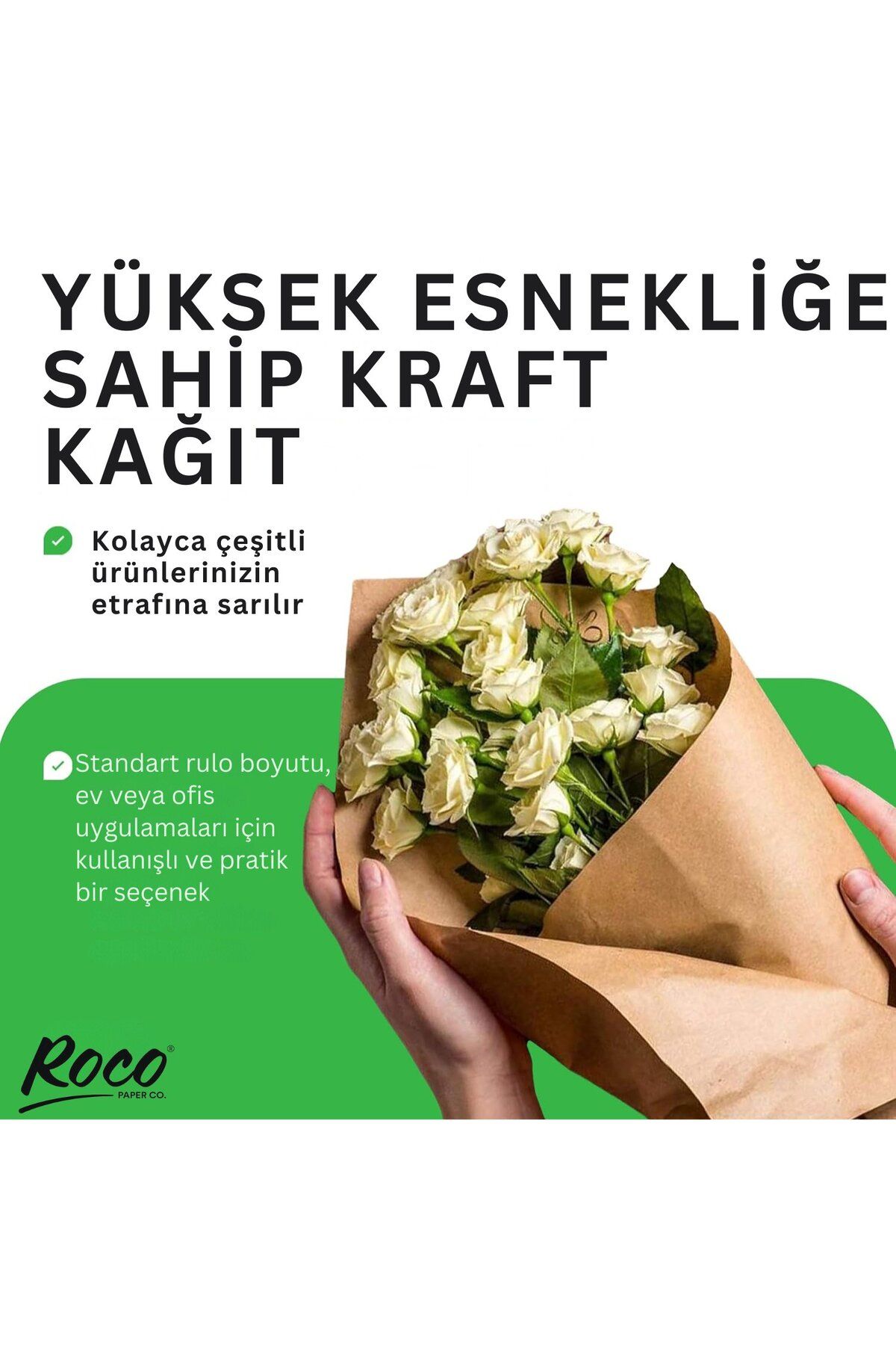 Kraft Rulo Ambalaj Kağıdı, Çeyiz, Hediye Paketleme, Çiçek Buket, DIY Kağıdı, 80 gr - 50cm x 10m