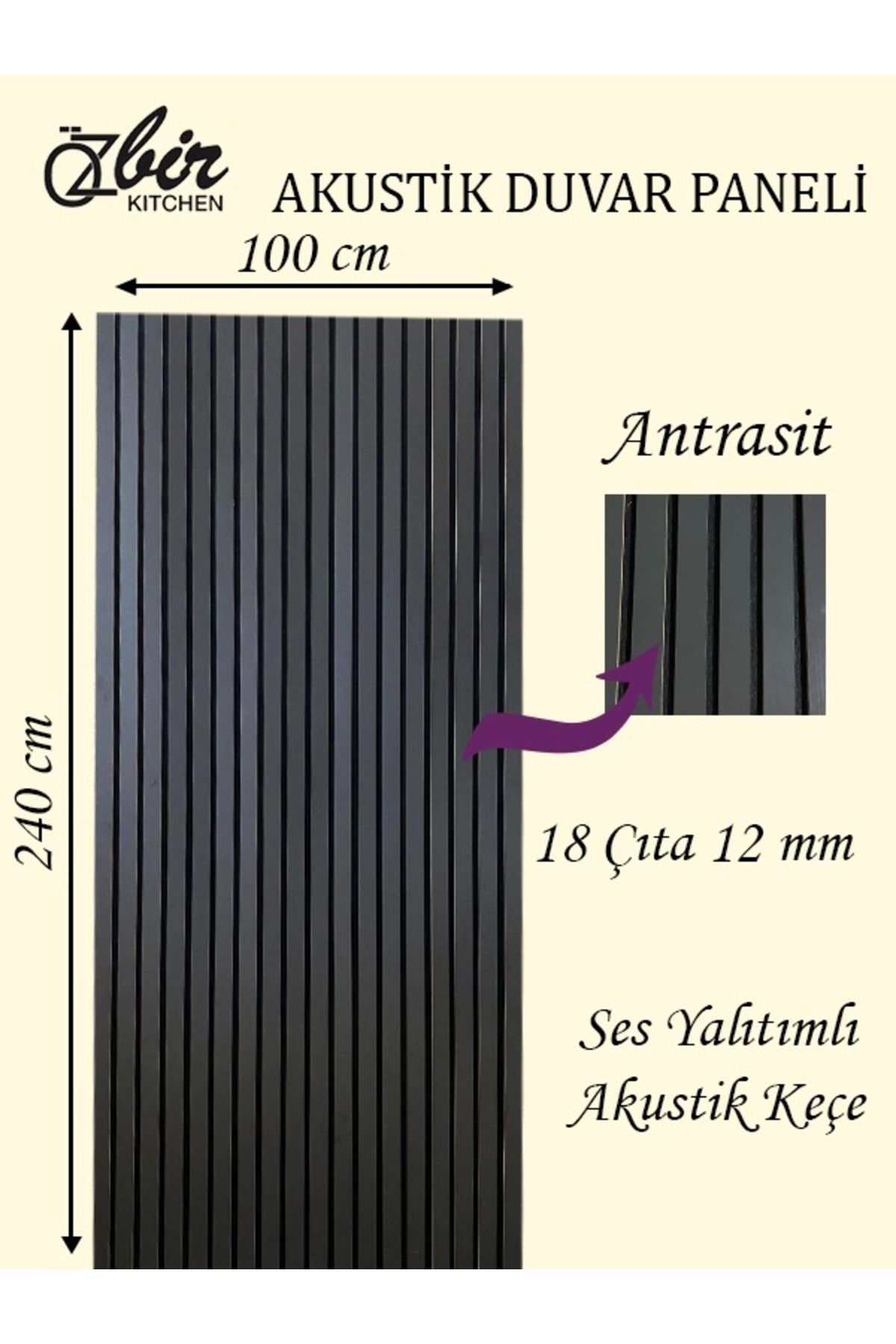 ÖZBİR MOBİLYA Özbir Mobilya100x240 Cm Antrasi...