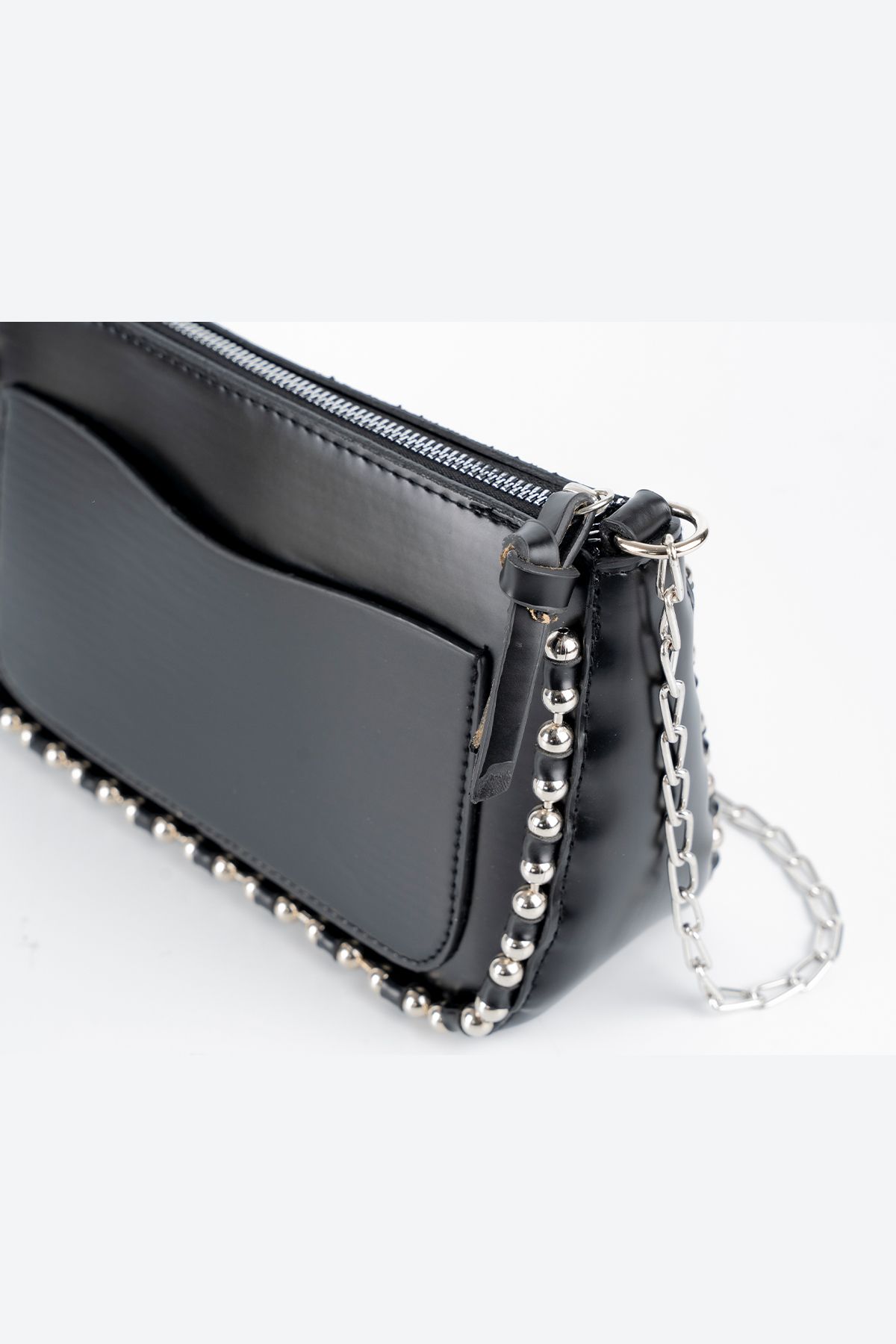 The Noir Leather Pearly İnciDetaylı Siyah Kad...