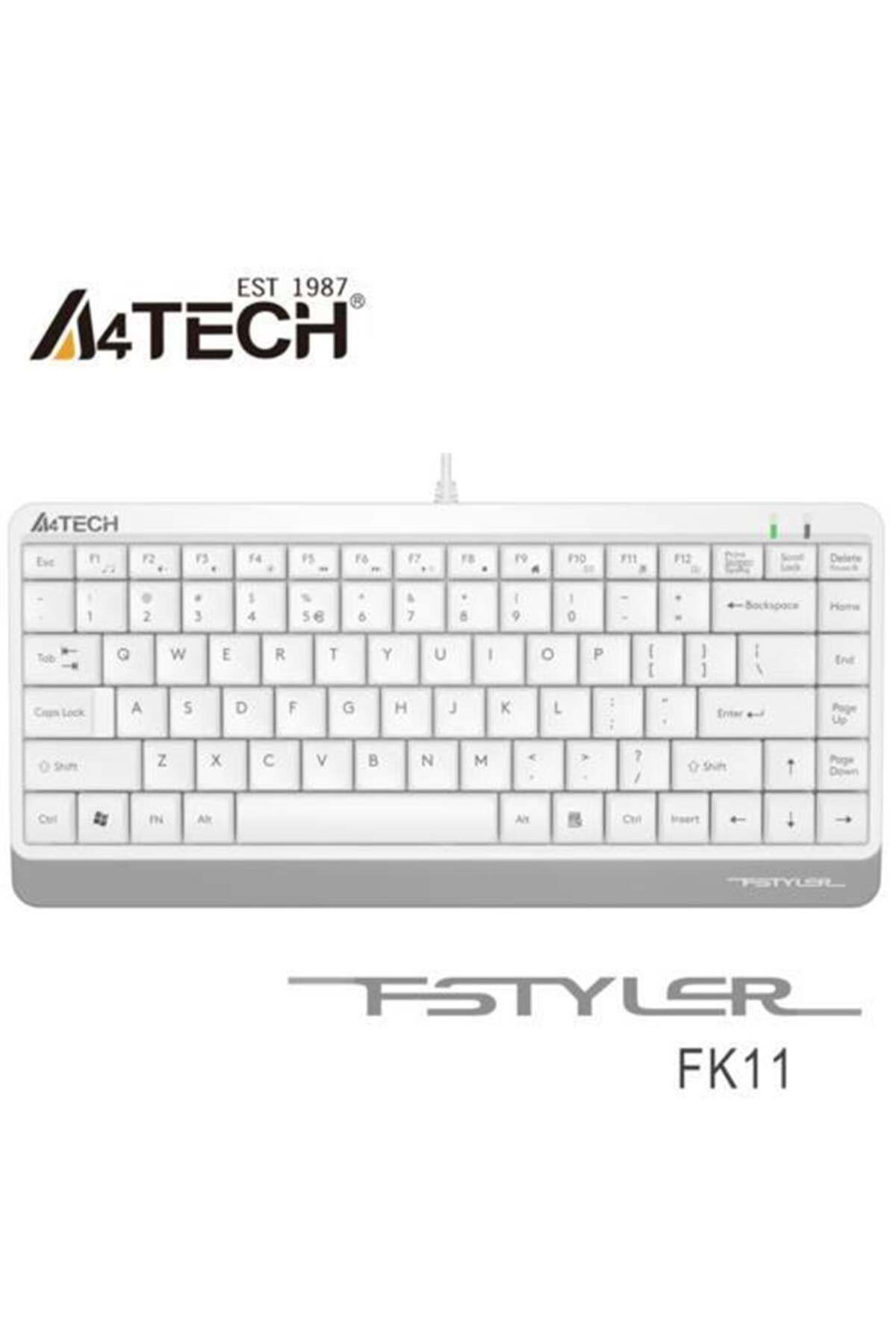 A4 TechFk11 Q Usb Kablolu MmMini Klavye Beyaz