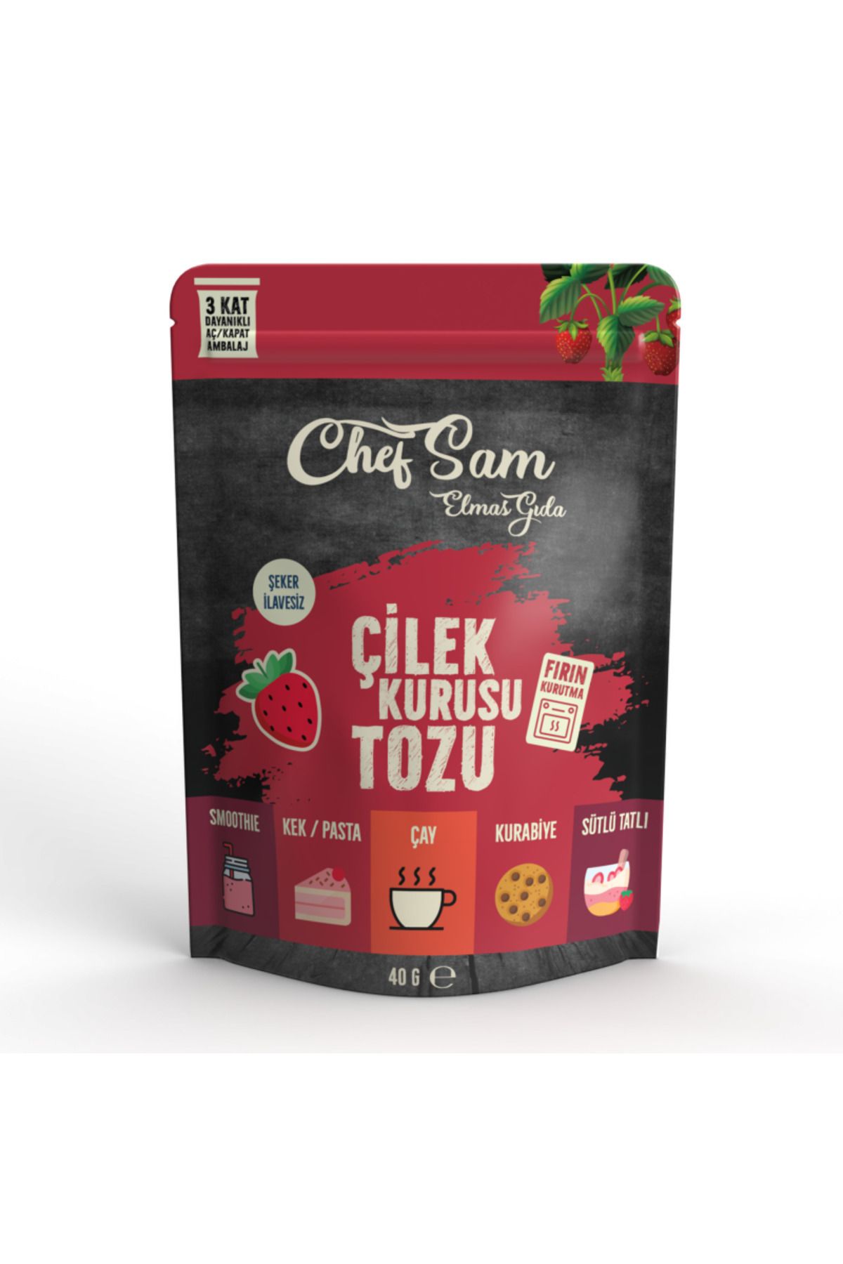 CHEF SAM Çilek Kurusu Tozu 40gr