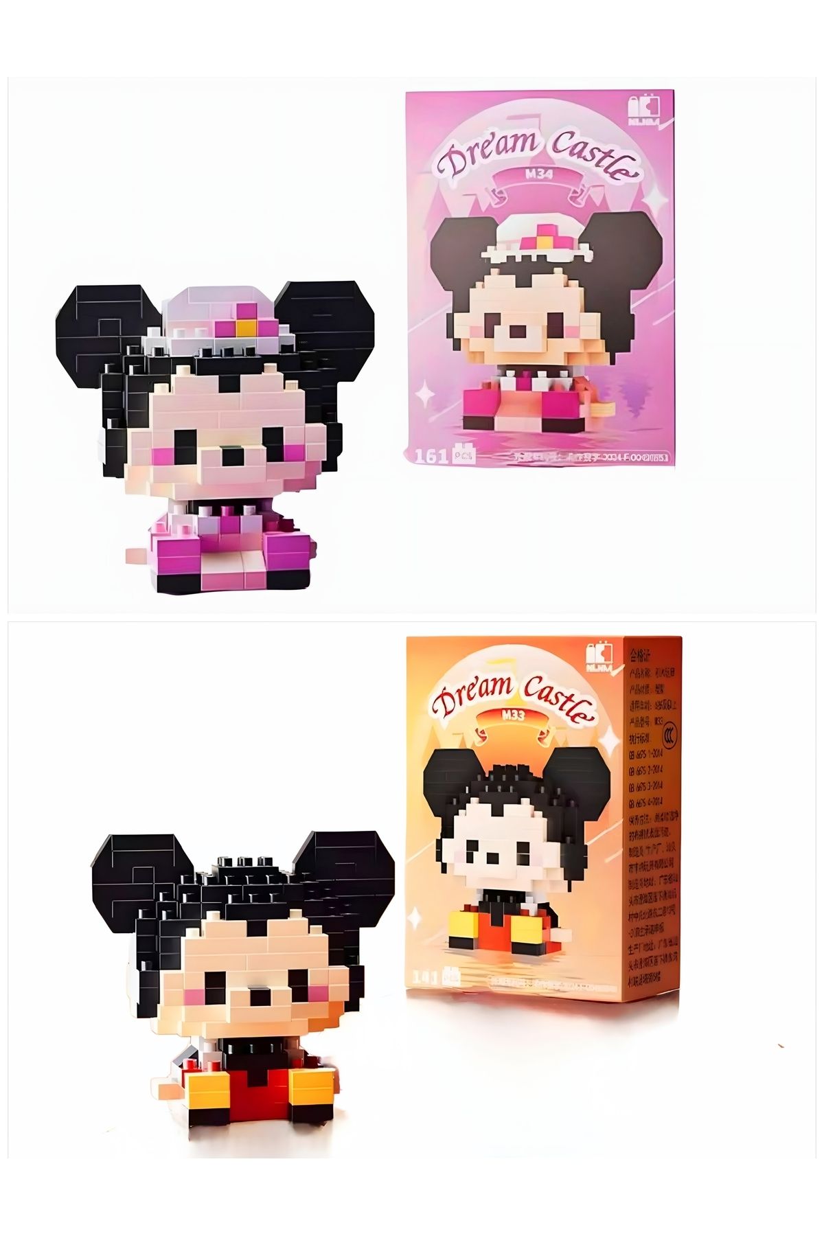 BRİCKS Yeni Stil Mickey Mouse ve Minnie Mouse Figür 3D Puzzle Yapboz Lego Hobi Dekorasyon