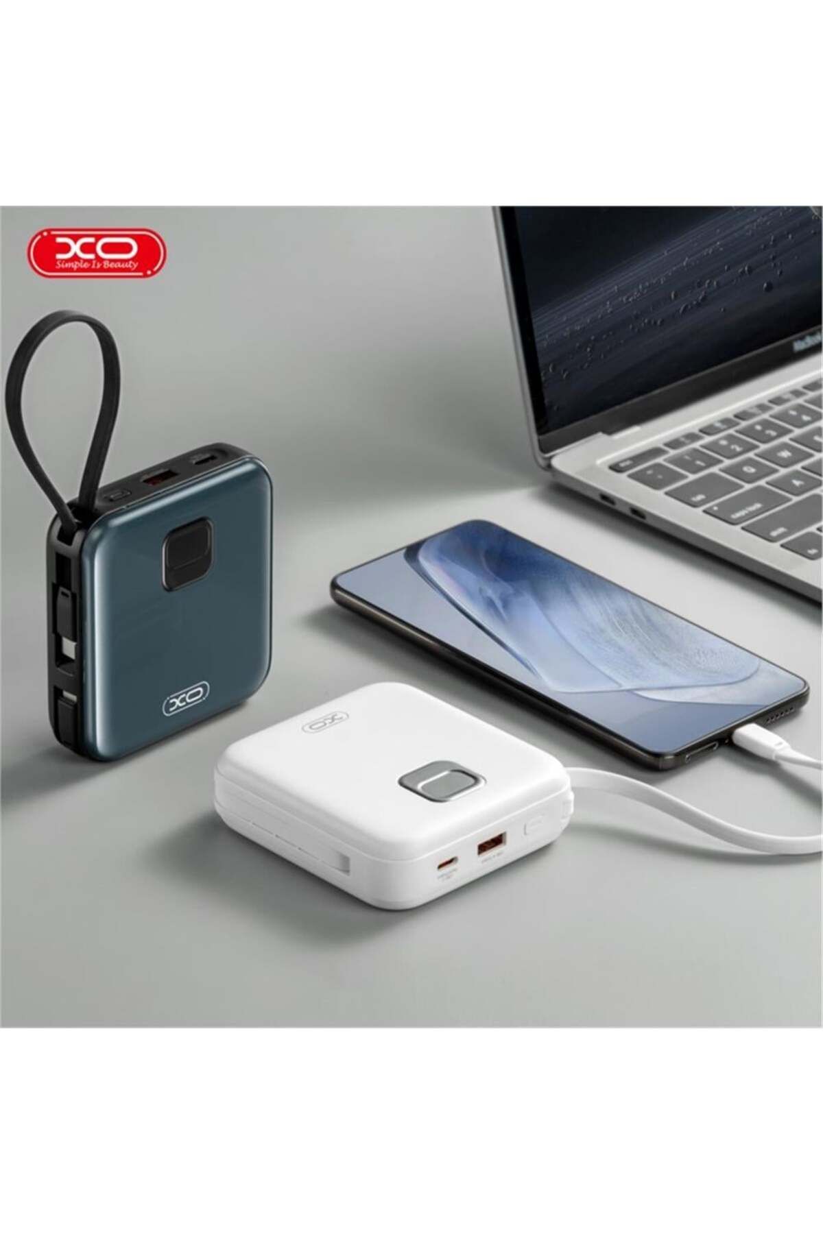 22.5w Pd Fast Type-c Usb-c Iphone Uyumlu Kablolu 10000 Mah Taşınabilir Şarj Aleti Powerbank Pr235