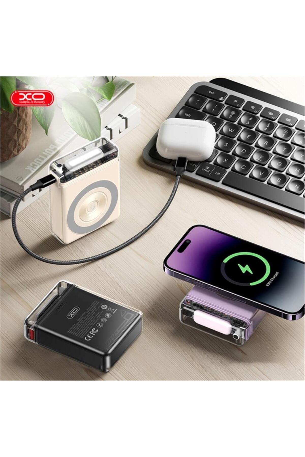 22.5w Pd Fast Type-c Usb-c Usb Wireless Kablosuz 10000 Mah Taşınabilir Şarj Aleti Powerbank Pr226