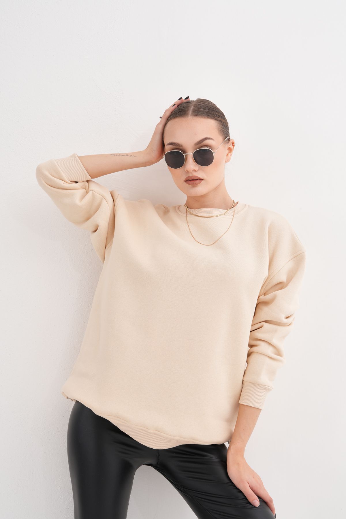 Ice Bisiklet Yaka Oversize Sweatshirt