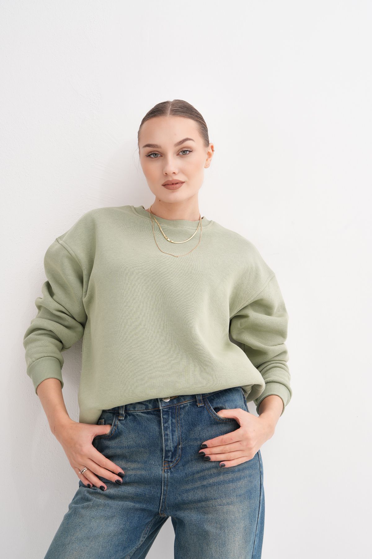 Ice Bisiklet Yaka Oversize Sweatshirt