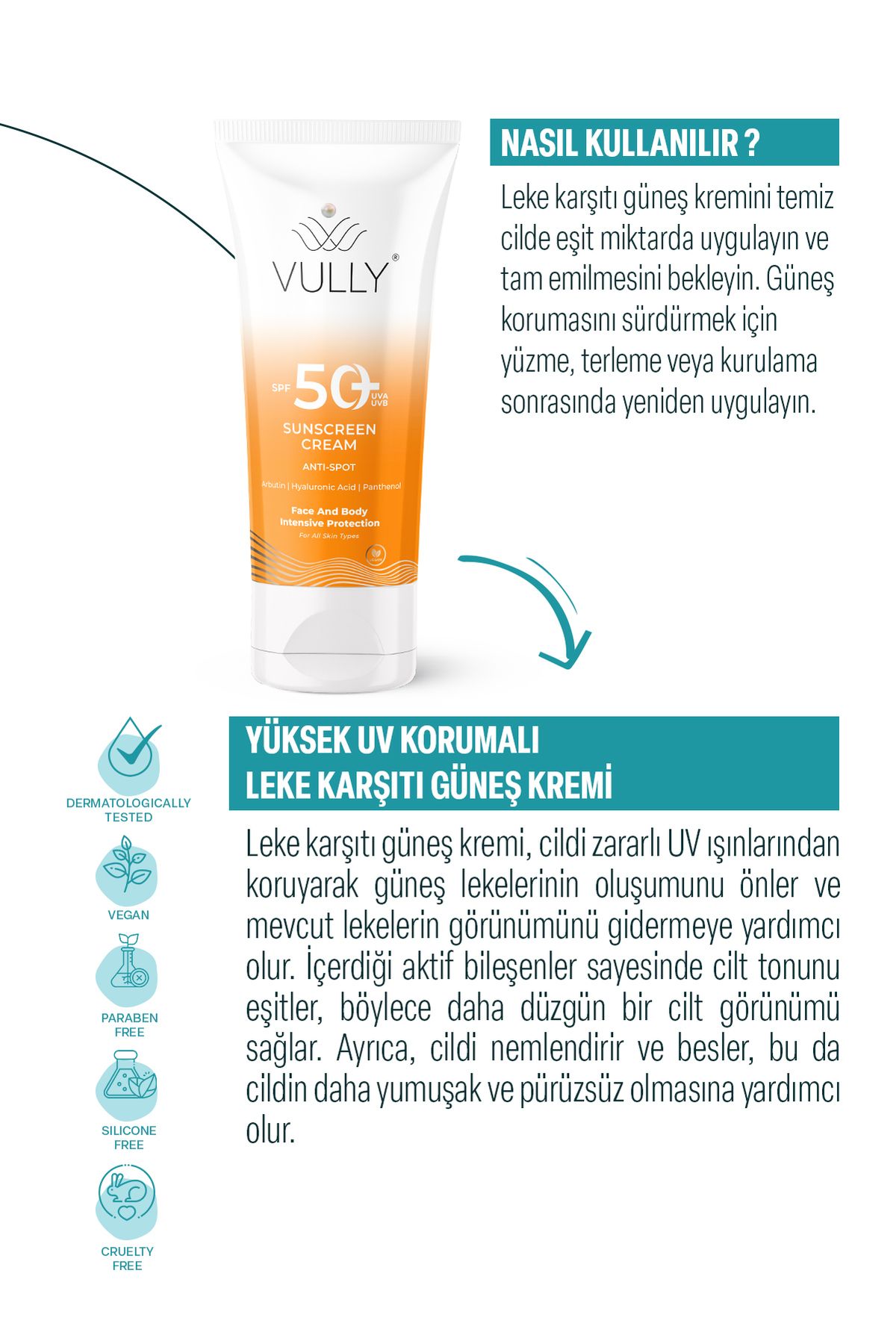 Leke Karşıtı - Aydınlatıcı ve Nemlendirici Yüksek Koruyucu Spf+50 Yüz ve Vücut Güneş Kremi 50 Ml