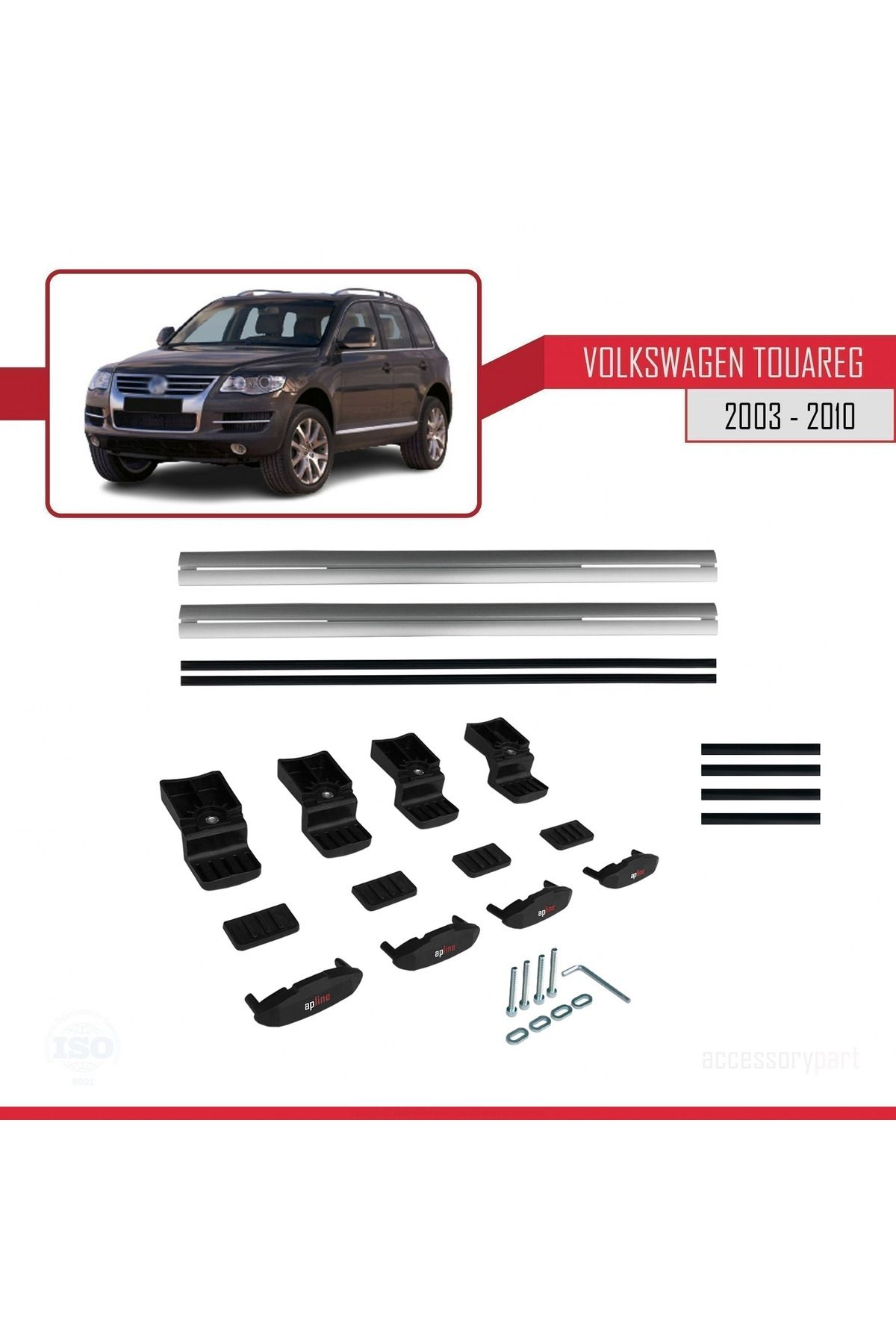 Volkswagen Touareg (7L) 2002-2010 Arası Ile Uyumlu Basıc Model Universal Ara Atkı Tavan Barı Gri 2 A