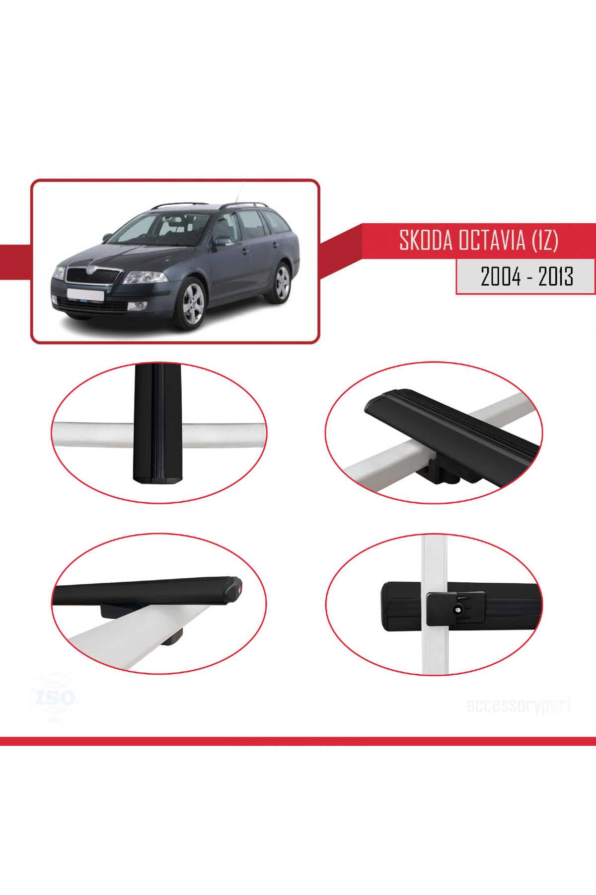 Skoda Octavia 2 (1Z) 2004-2013 Arası Ile Uyumlu Basıc Model Universal Ara Atkı Tavan Barı Siyah 2 Ad